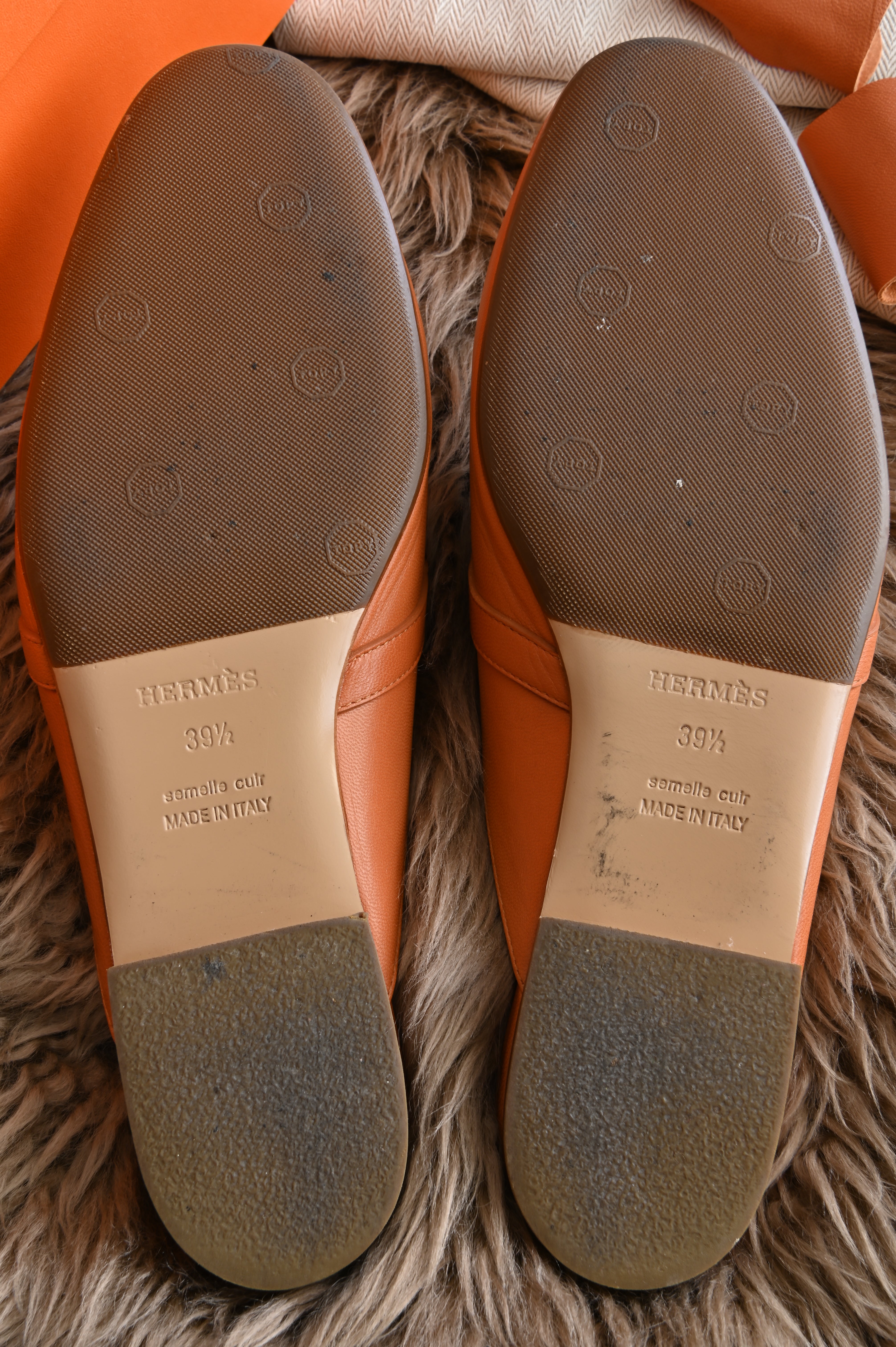 Hermes Oz mules in Tan bottom
