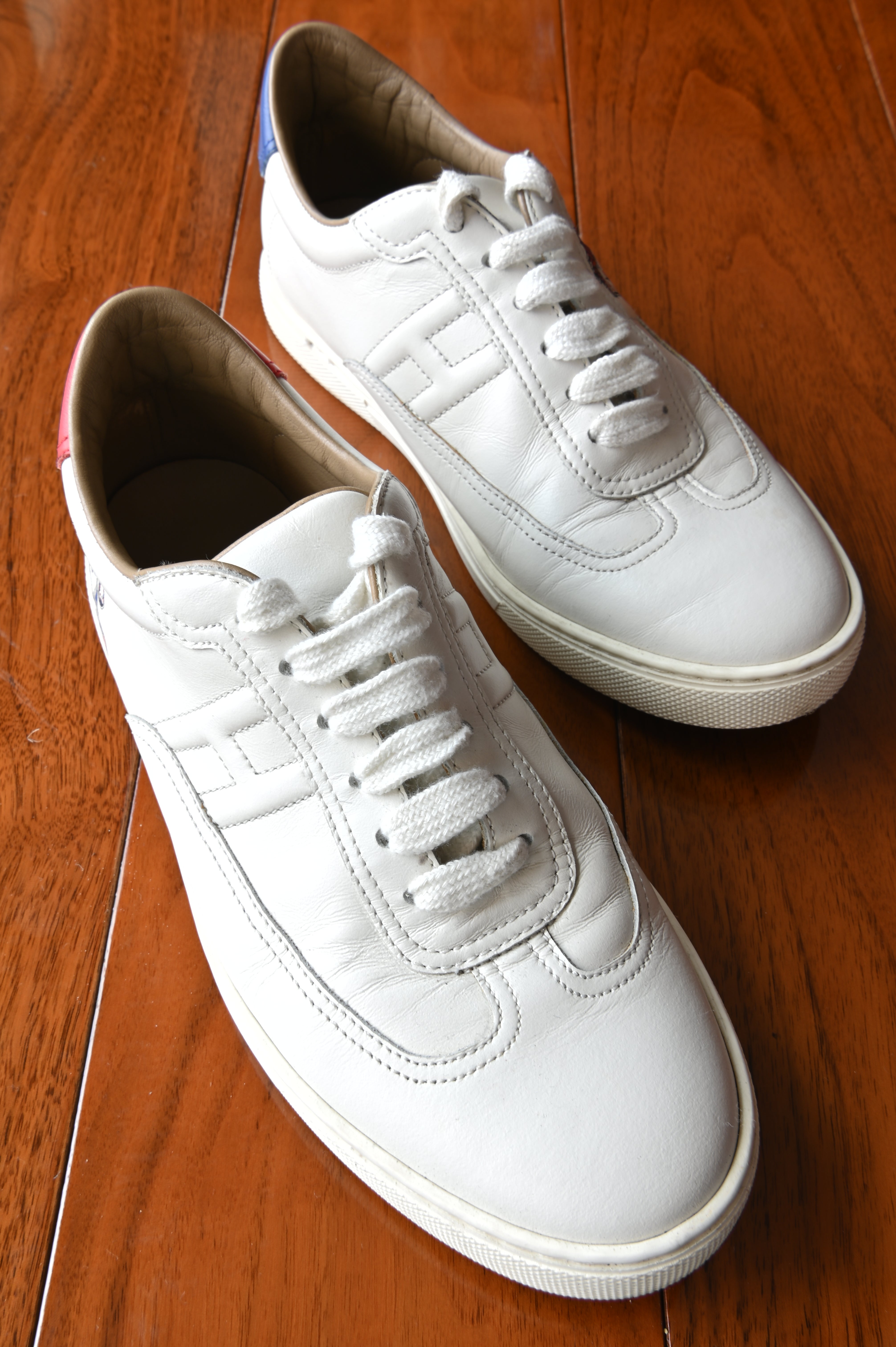Hermes White Dual-Color Pegasus Sneakers