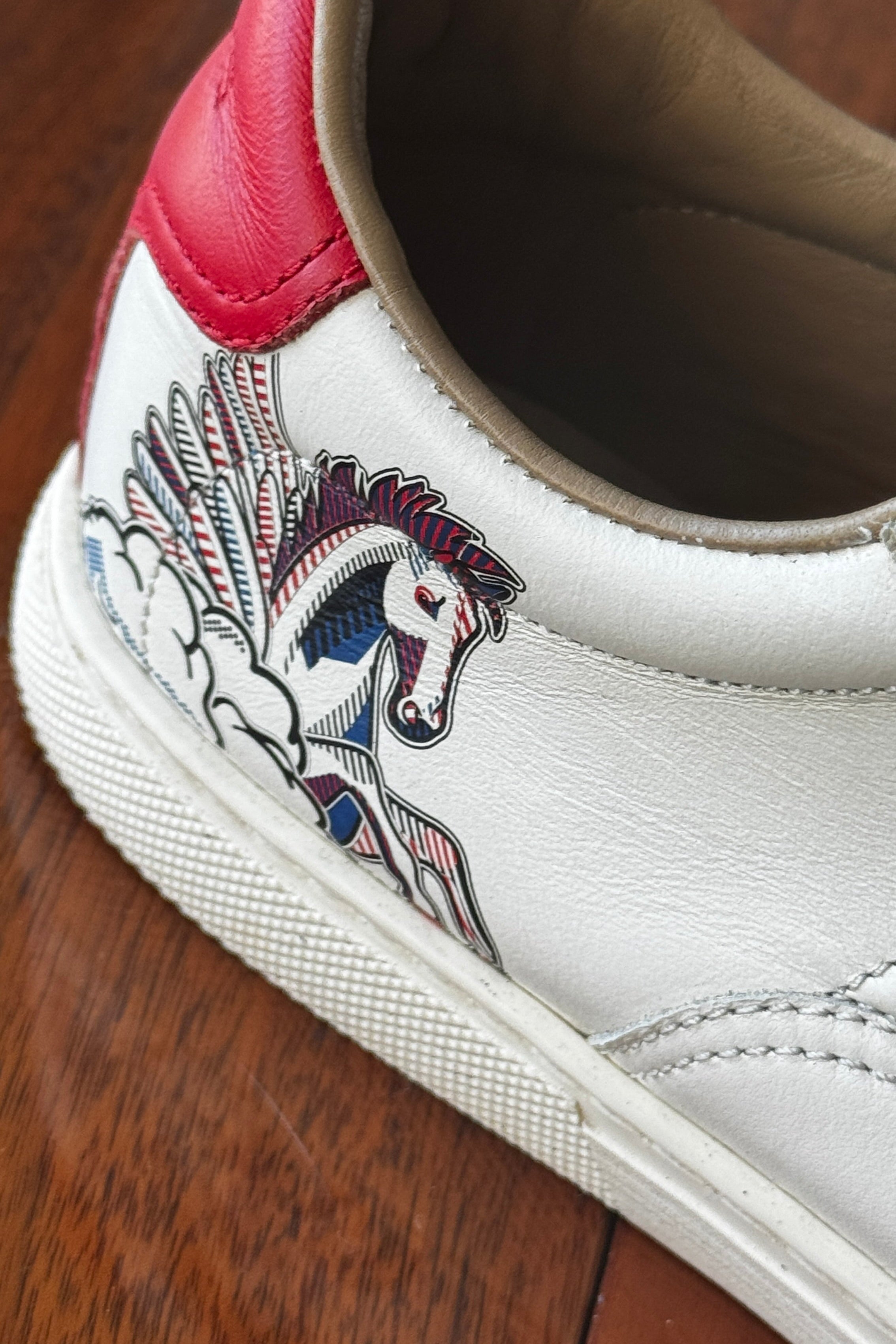 Hermes White Dual-Color Pegasus Sneakers detail
