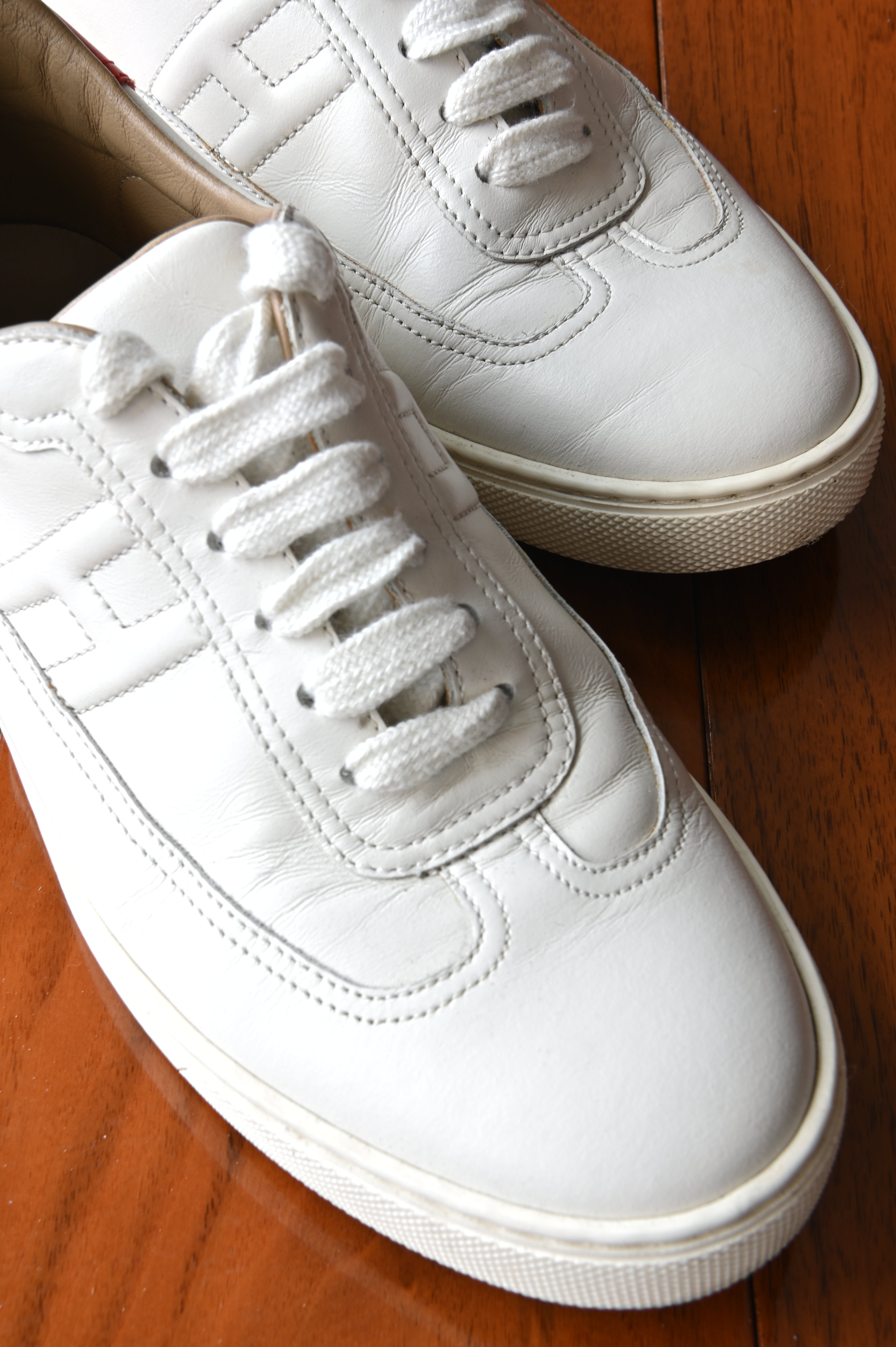 Hermes White Dual-Color Pegasus Sneakers front
