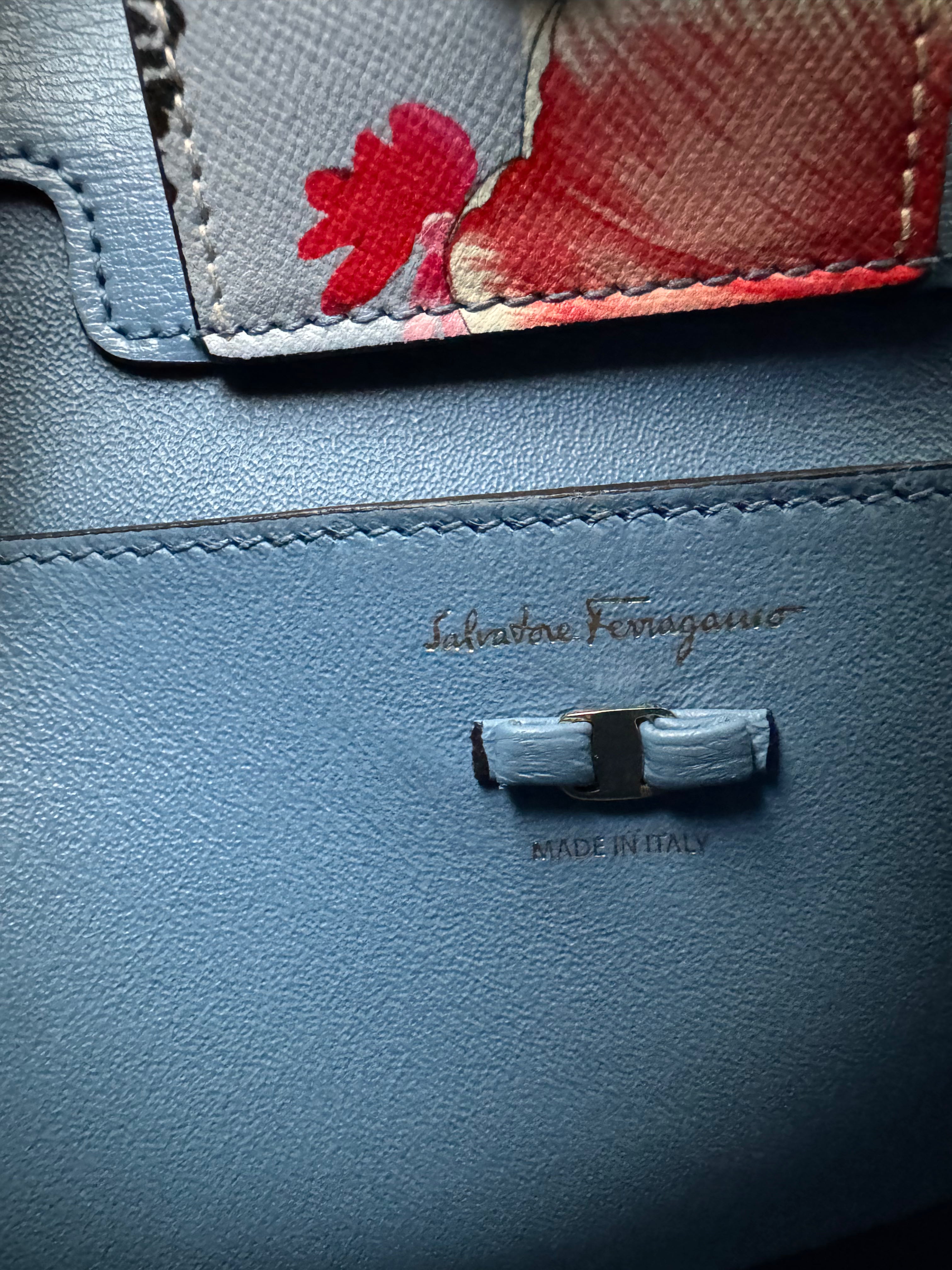 Salvatore Ferragamo Floral Print Leather Bag
