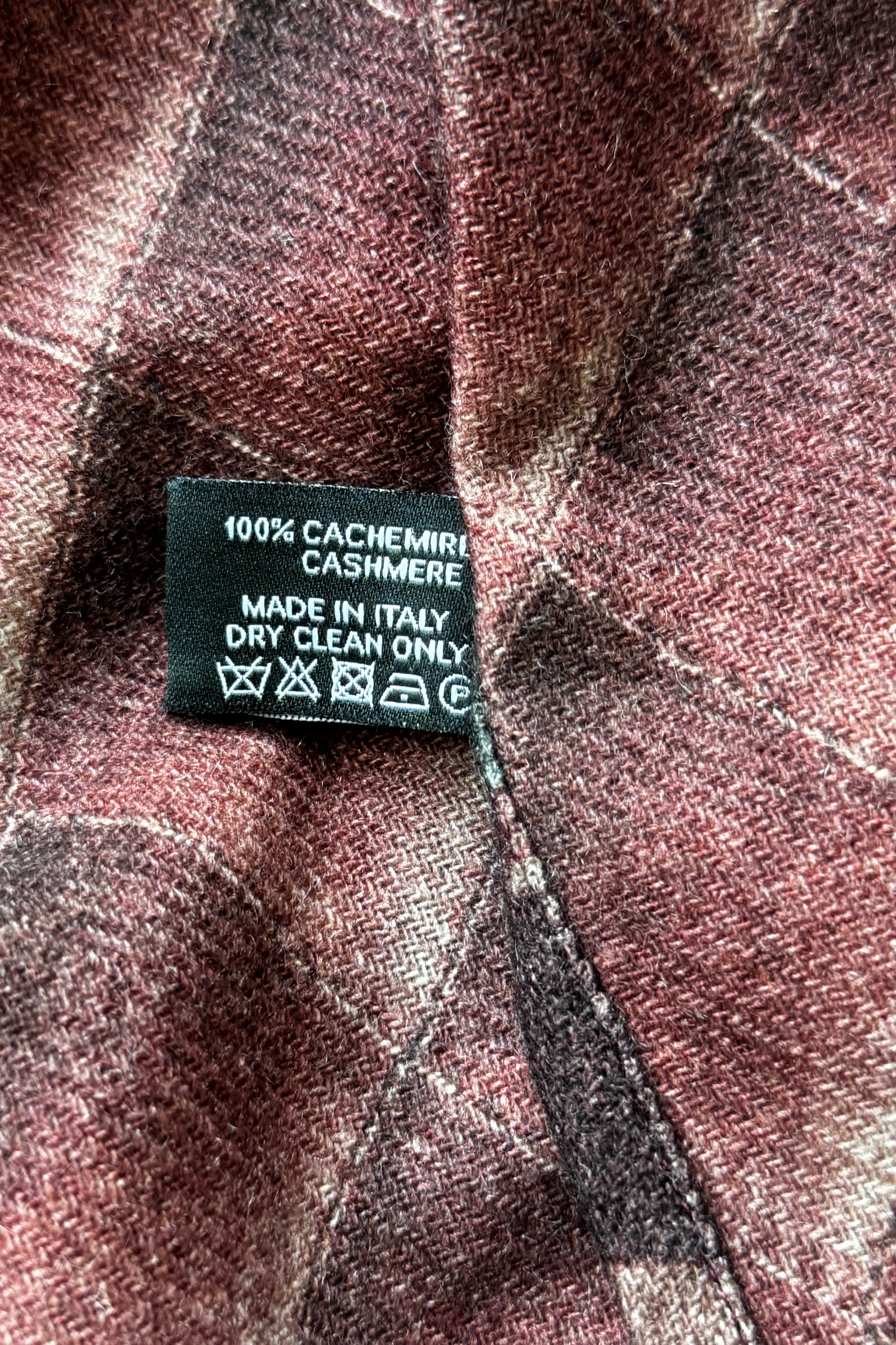 Chanel Burgundy Floral Leaf Cashmere Poncho