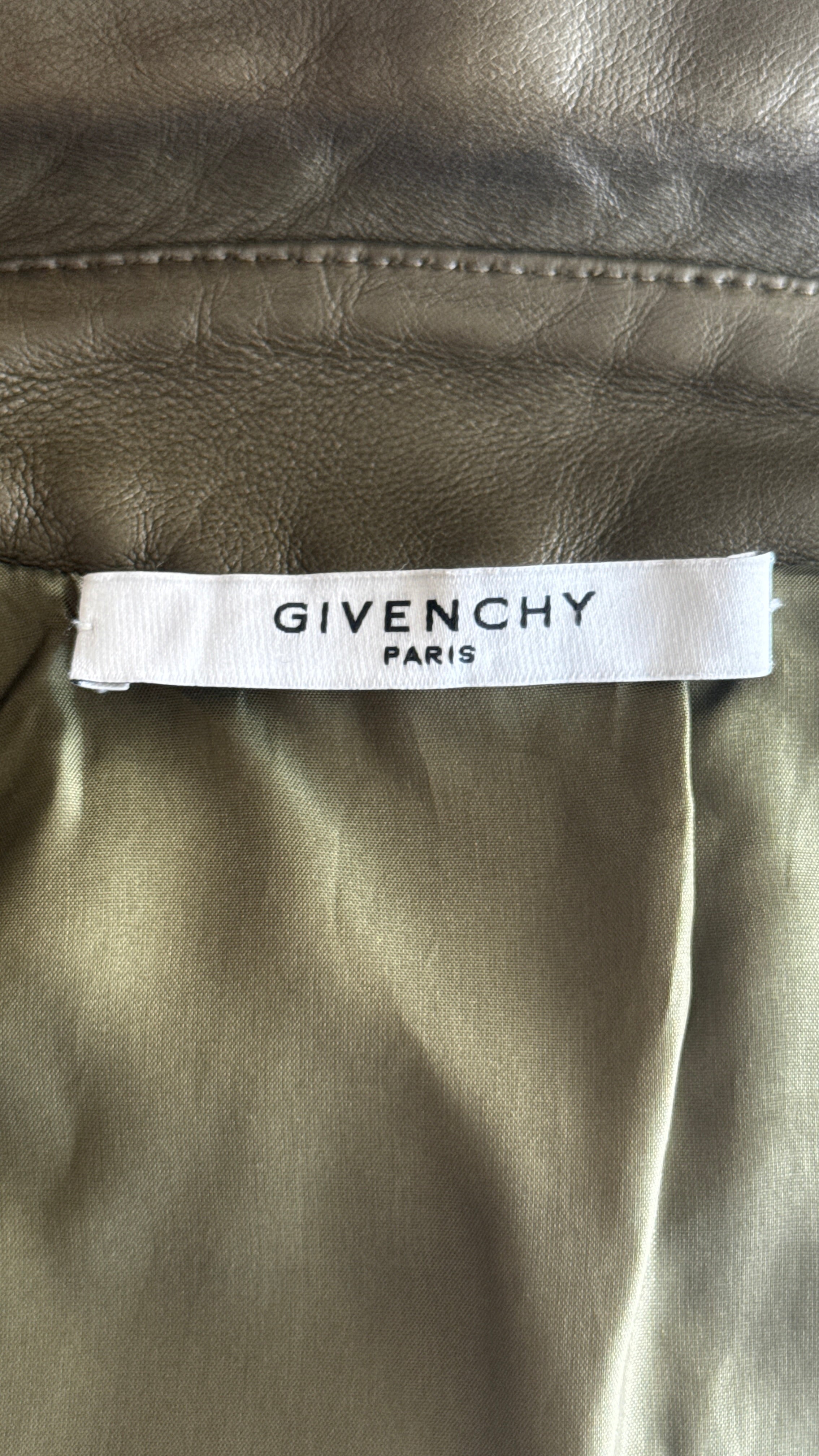 Givenchy Olive Green Leather Biker Jacket