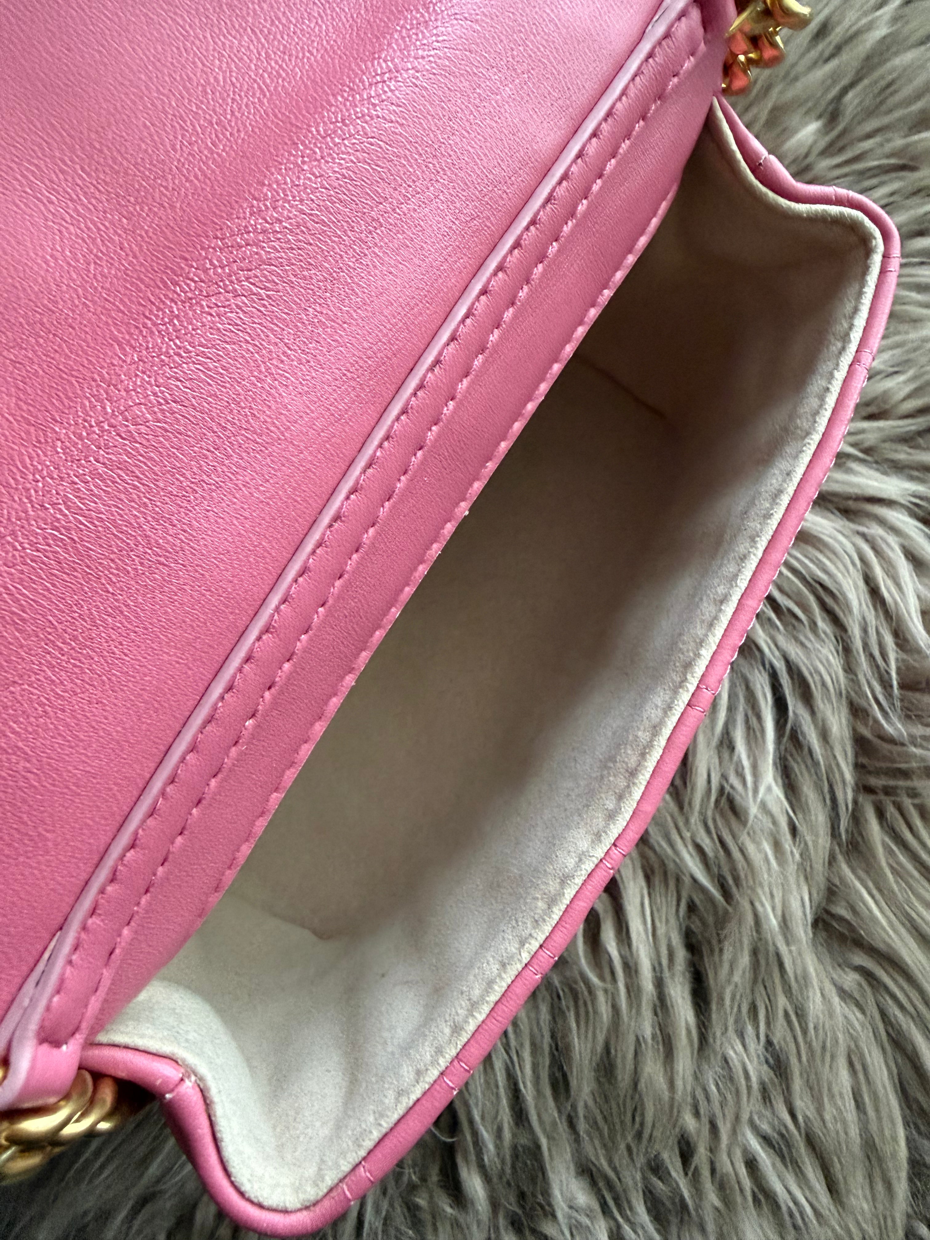 Balmain 1945 Quilted Leather crossbody bag in pink