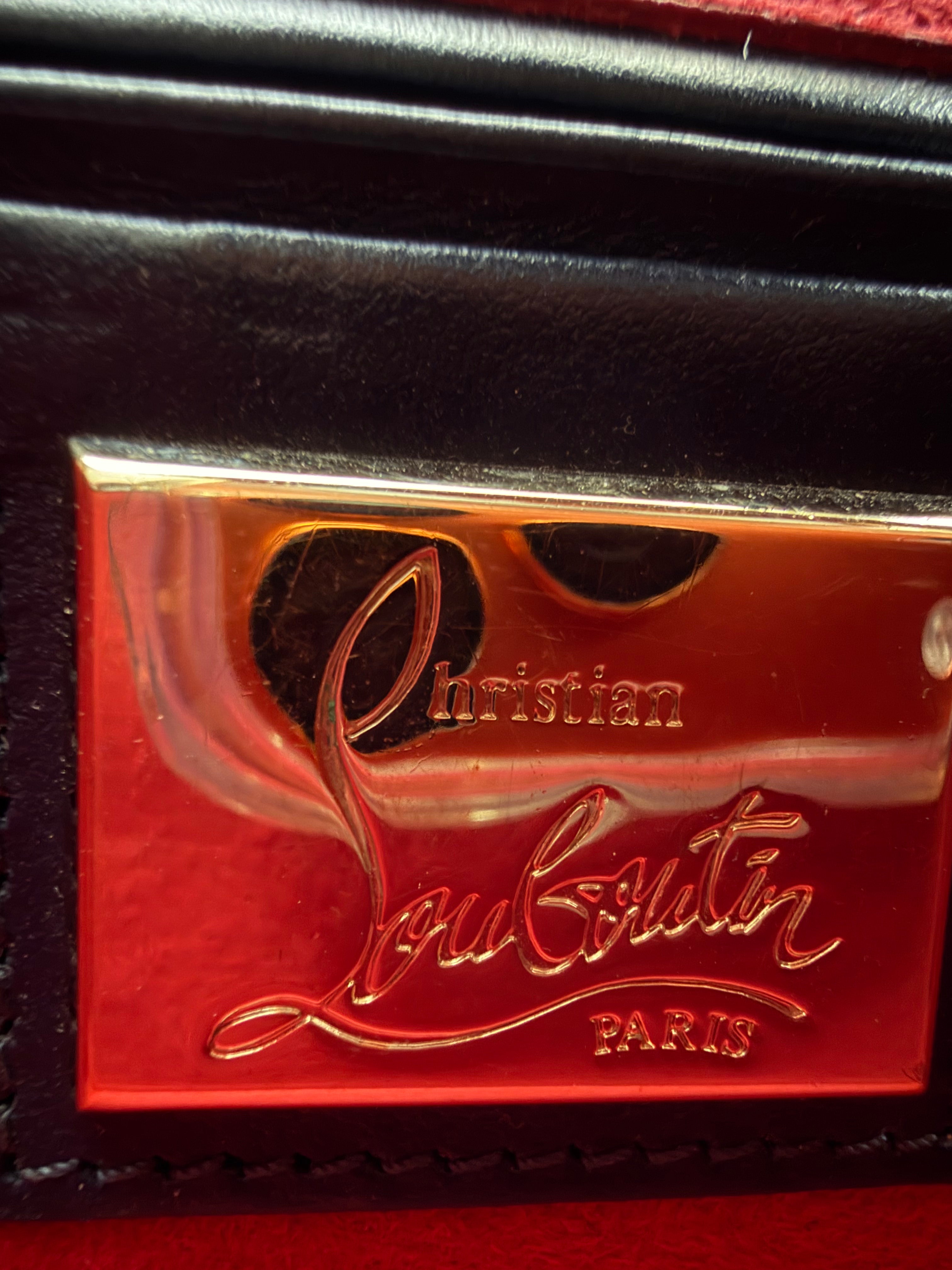 Christian Louboutin Night/Gold Tudor Calf Spikes Small Sweet Charity Bag