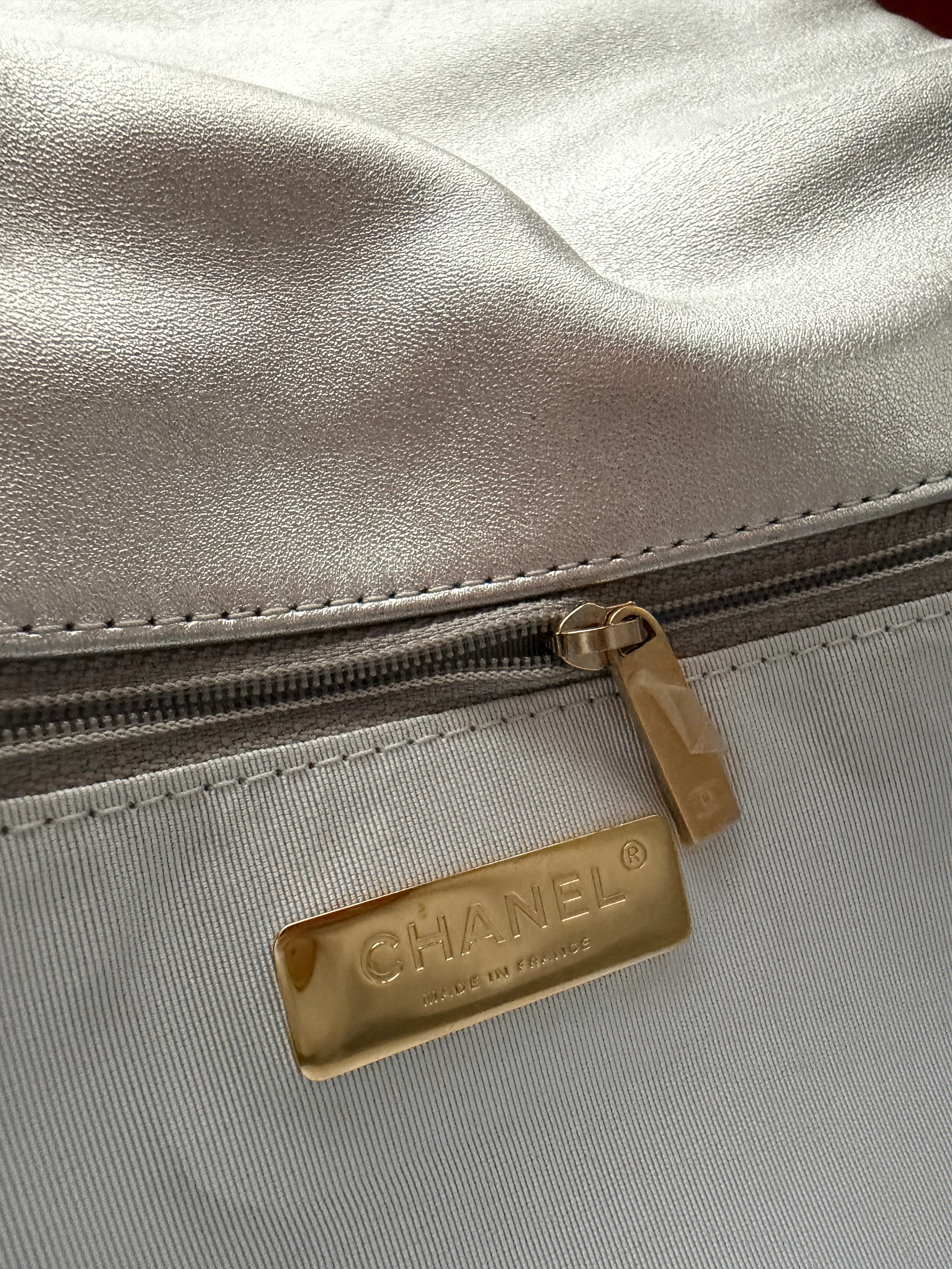 Chanel CC 19 Silver large Flap Bag
