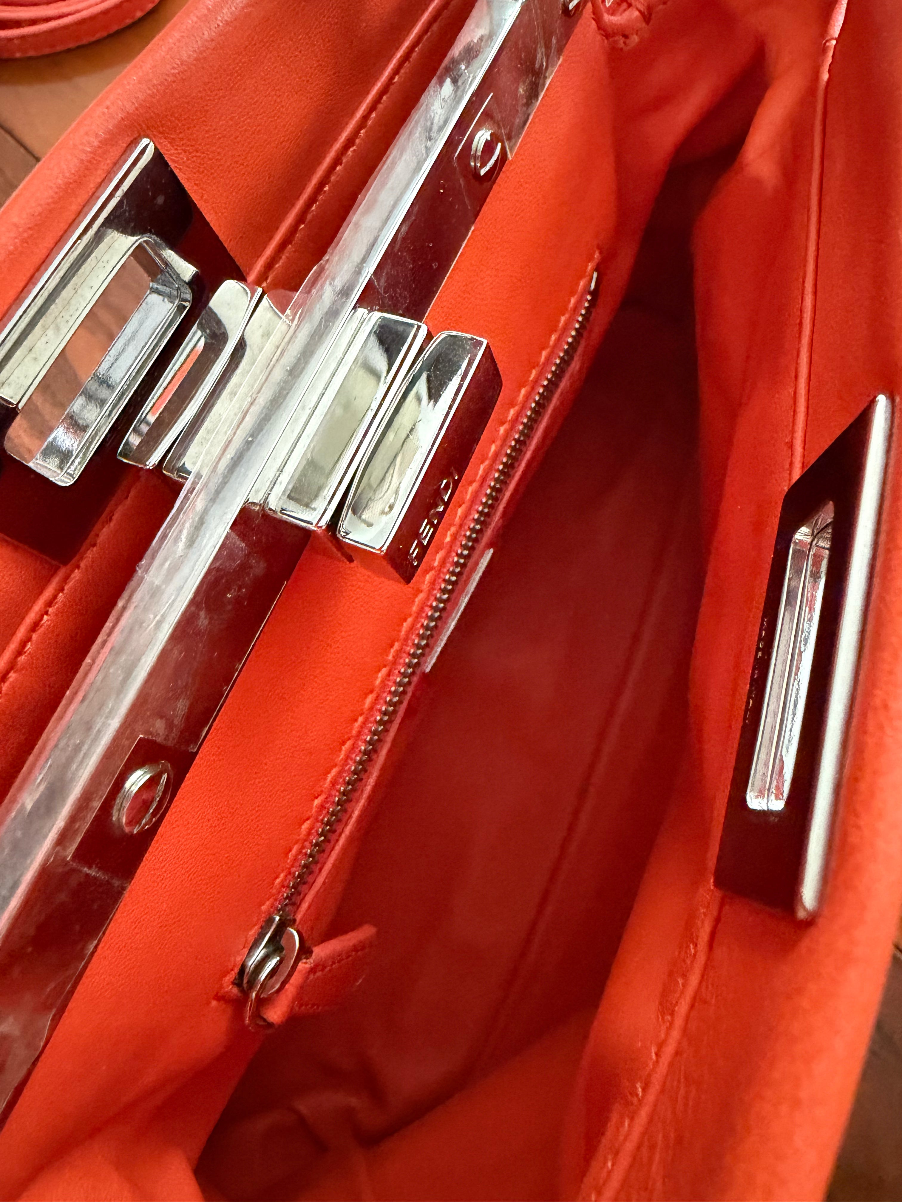 Fendi Mini Peekaboo orange shearling fur bag