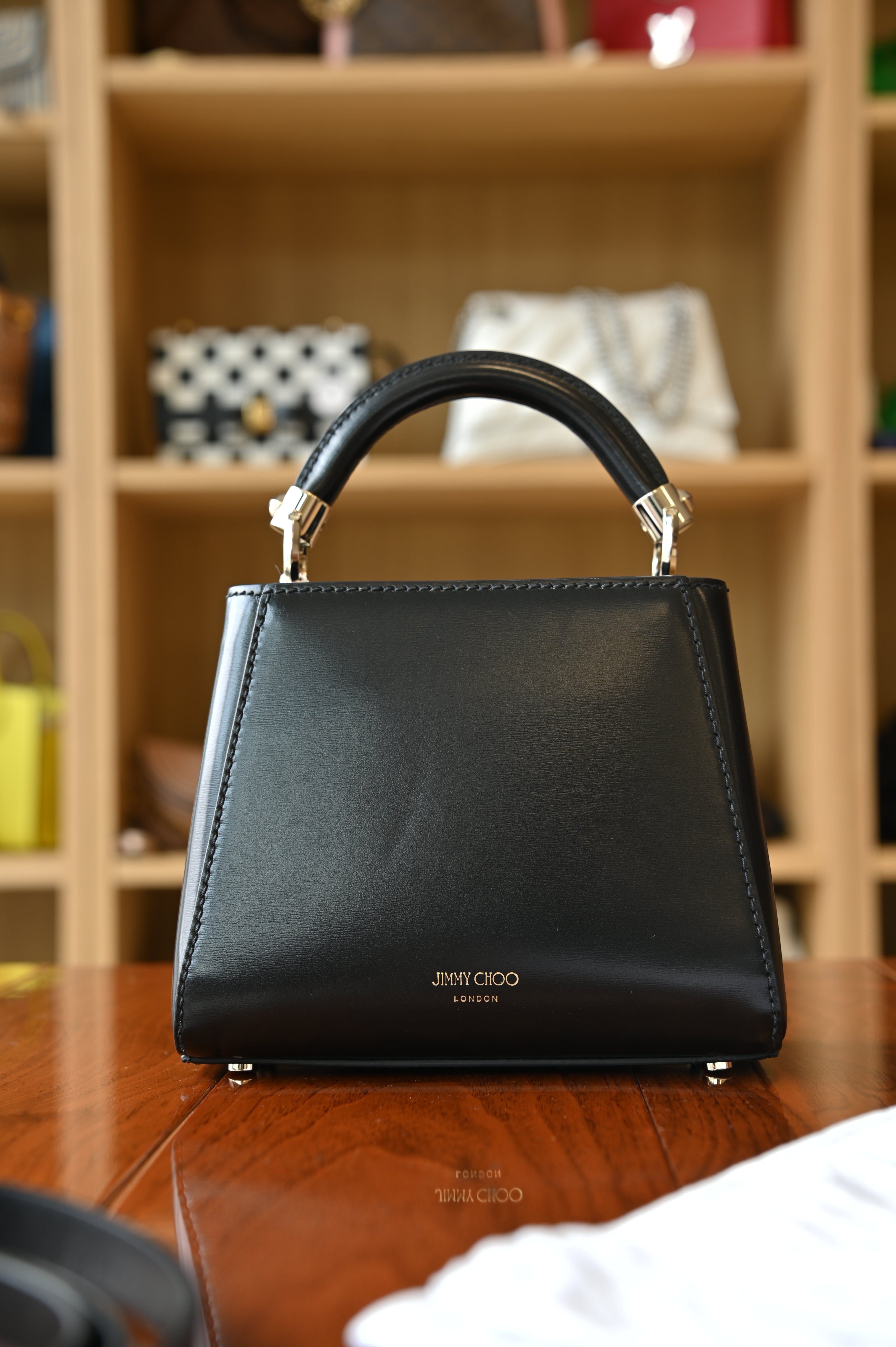 Jimmy Choo Black Mini Varenne Top Handle Bag back