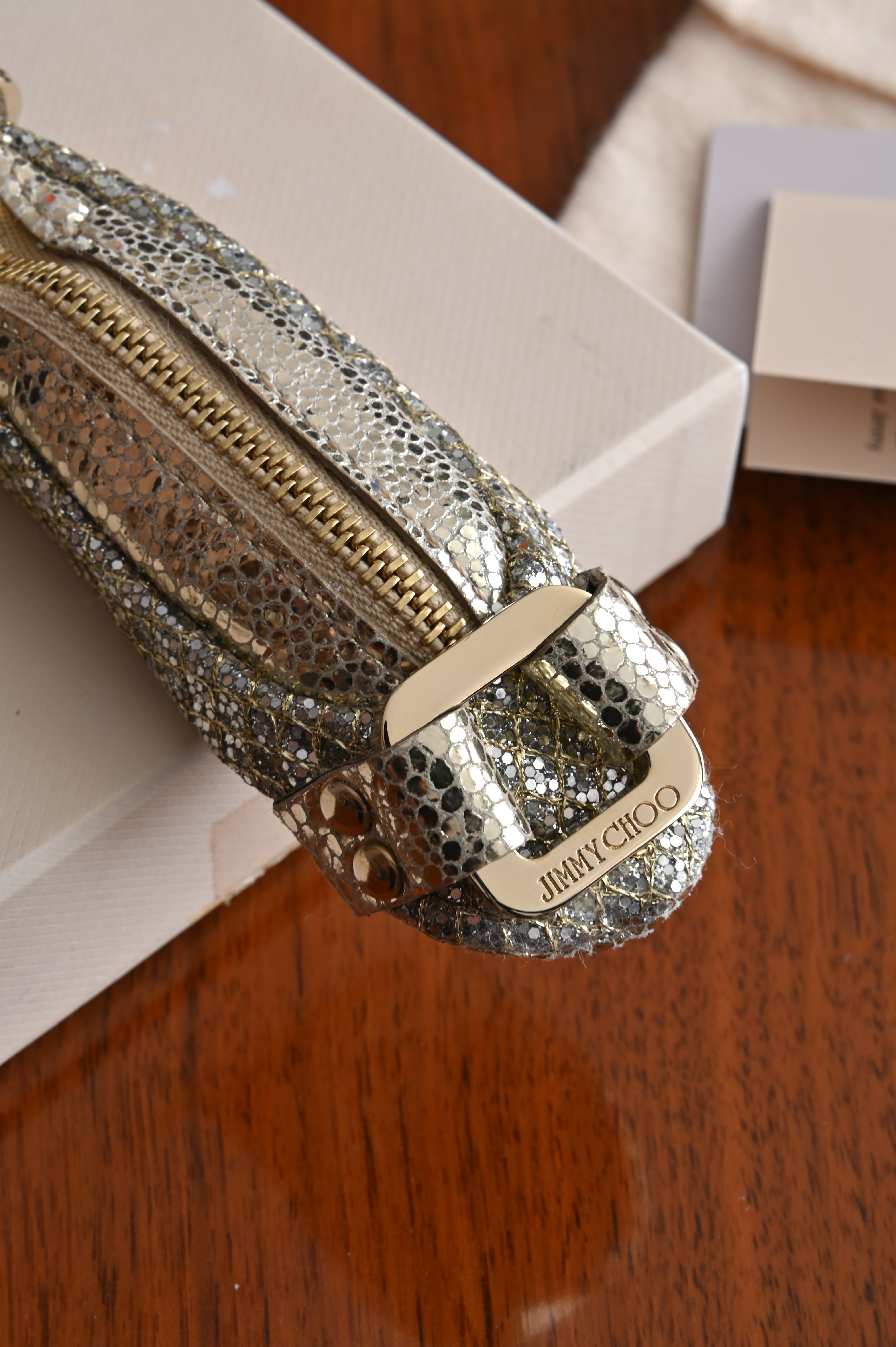 Jimmy Choo Glitter Coin Purse Shoe Keychain buckle