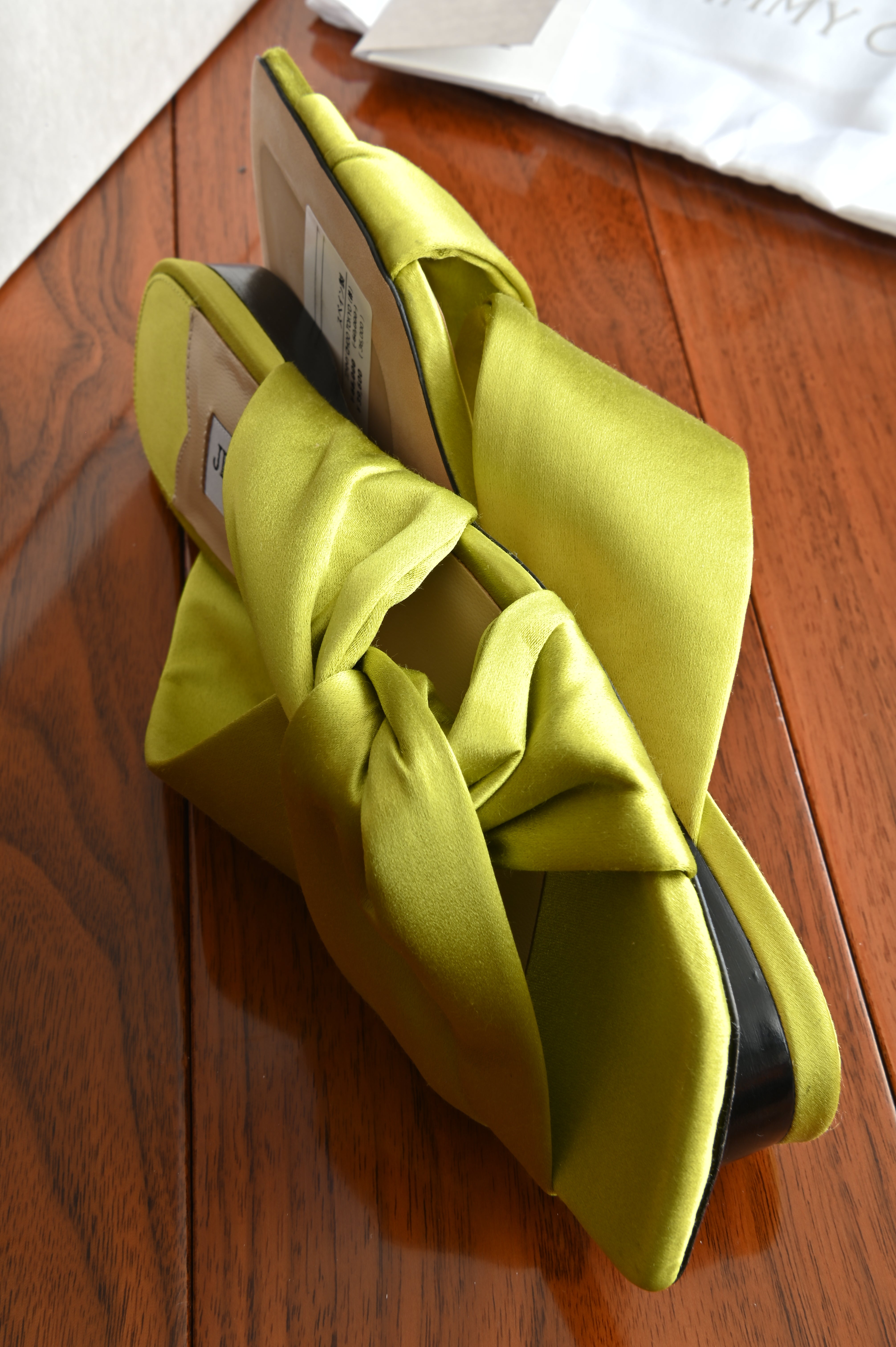 Jimmy Choo Lime Green Satin Flats side two