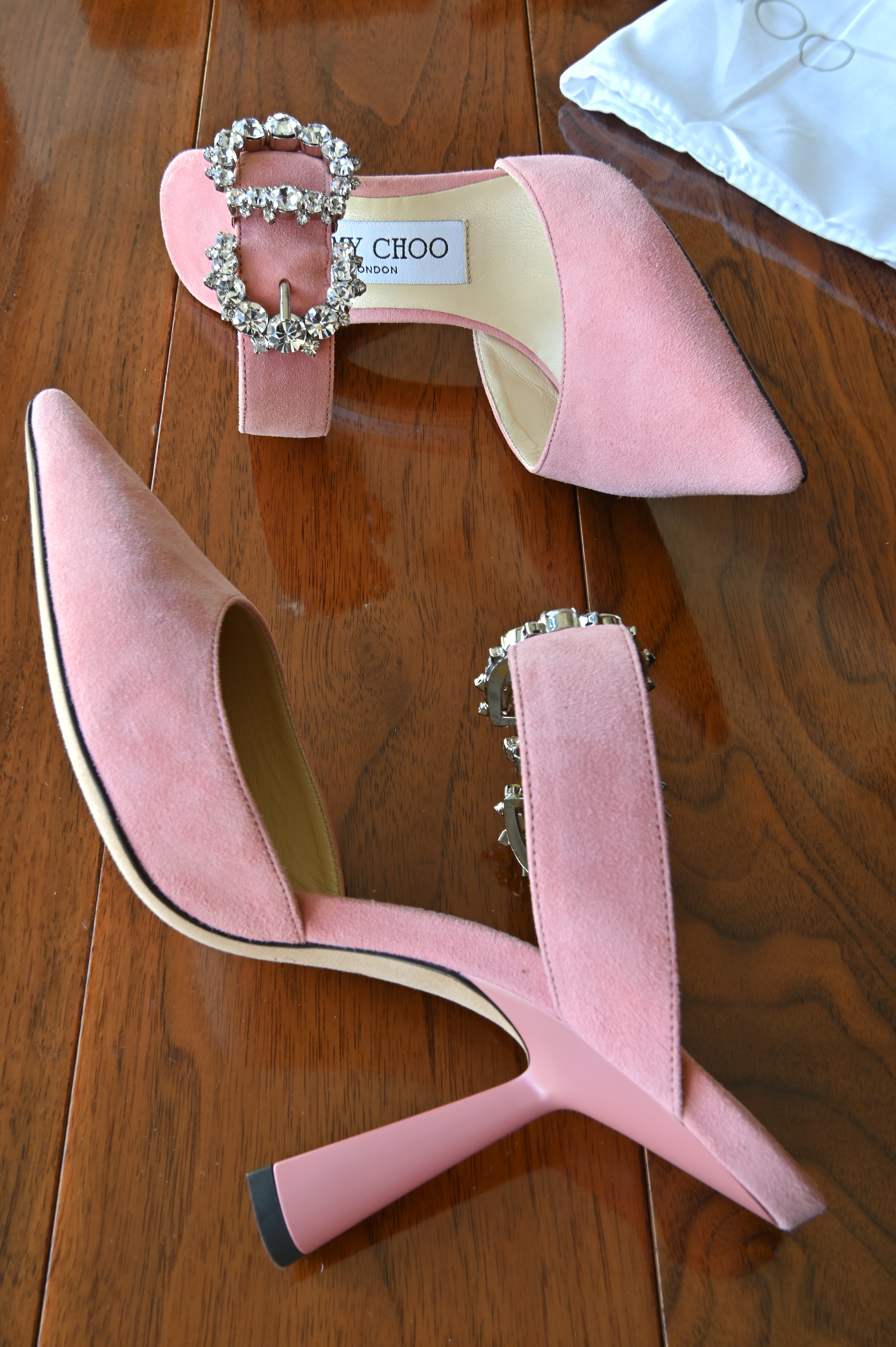 Jimmy Choo Pink Crystal Ankle Heels side two