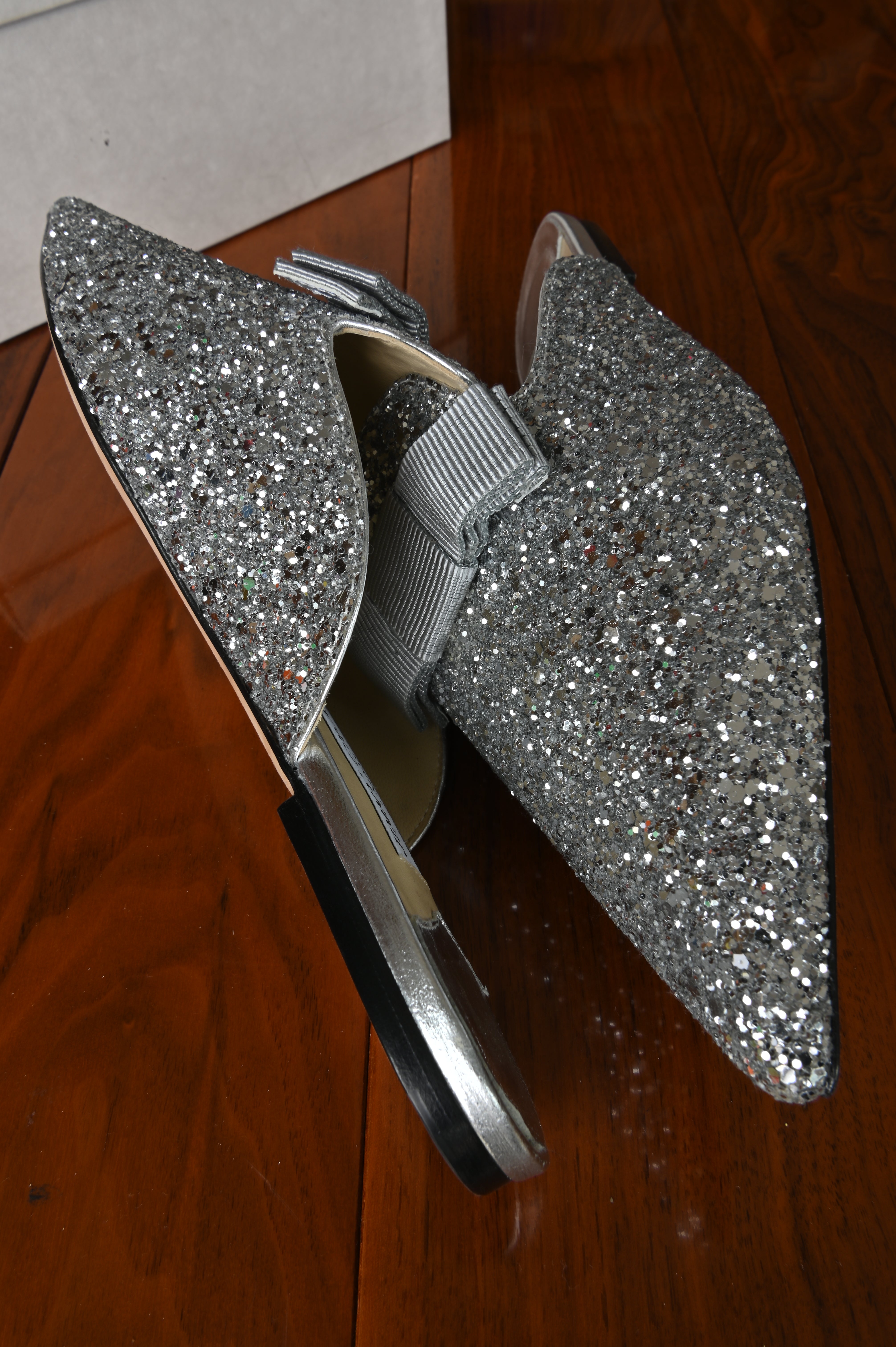 Jimmy Choo Silver Flat Mules side two