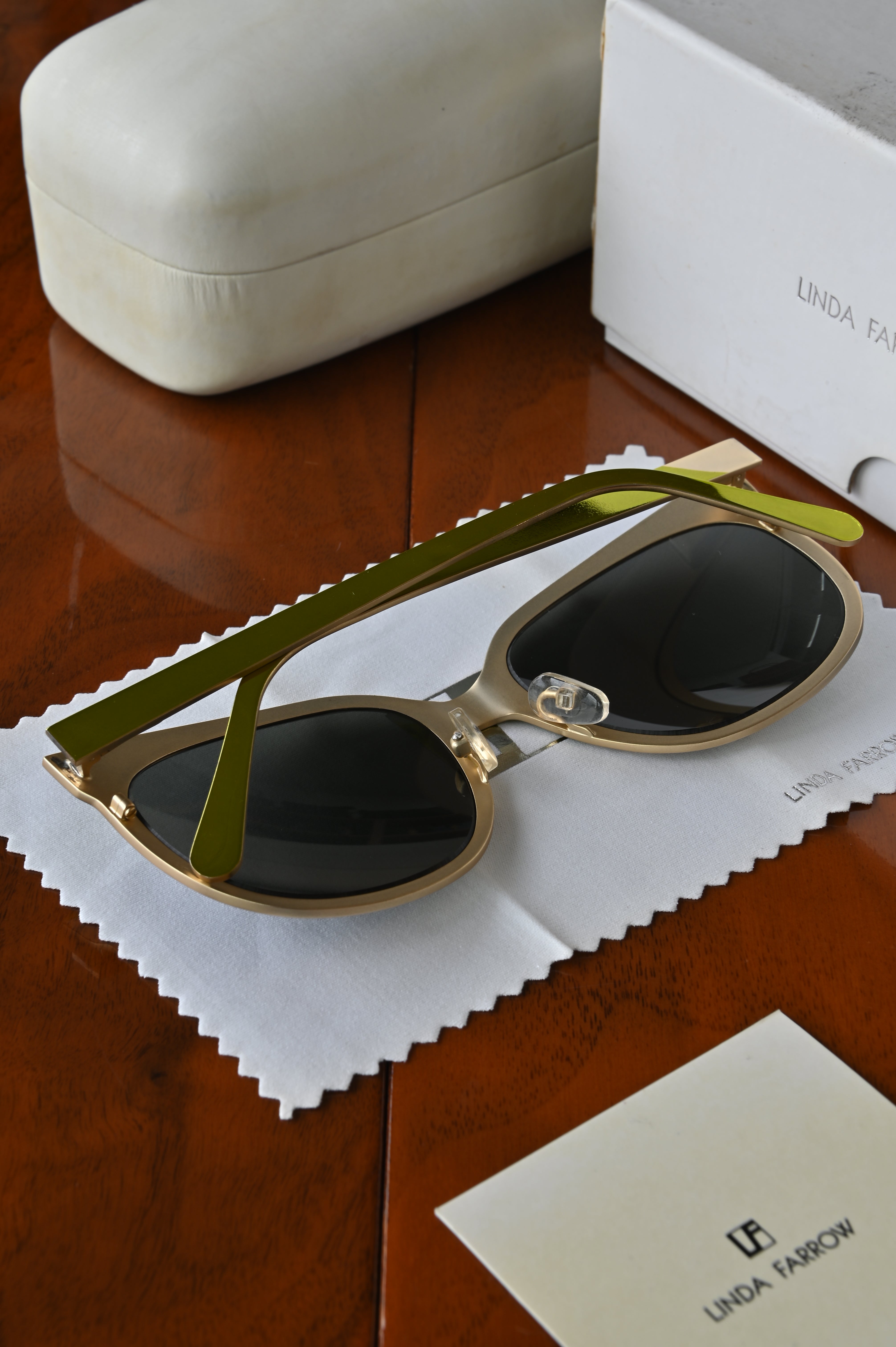Linda Farrow Gold Metal Sunglasses back