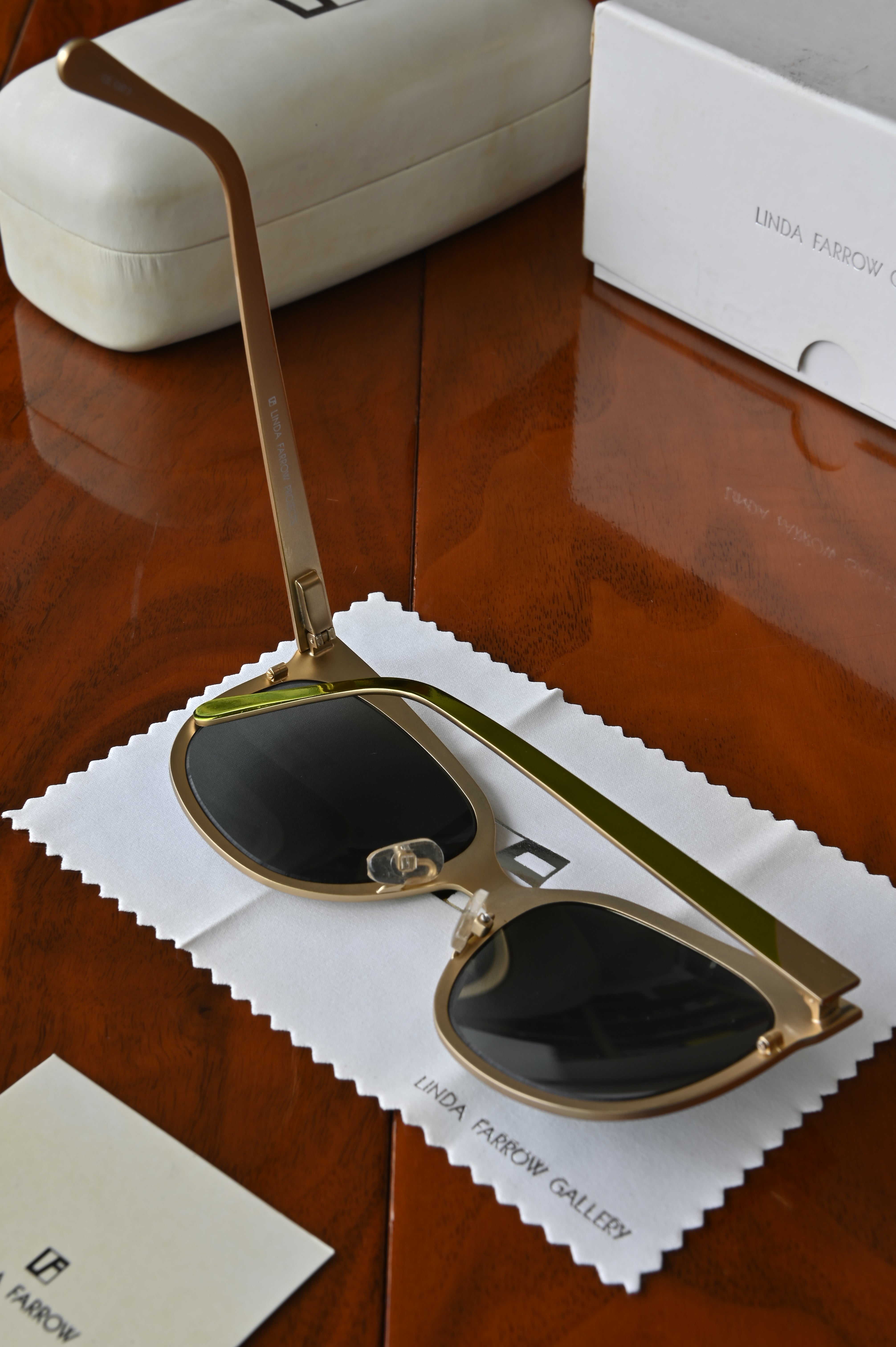 Linda Farrow Gold Metal Sunglasses left