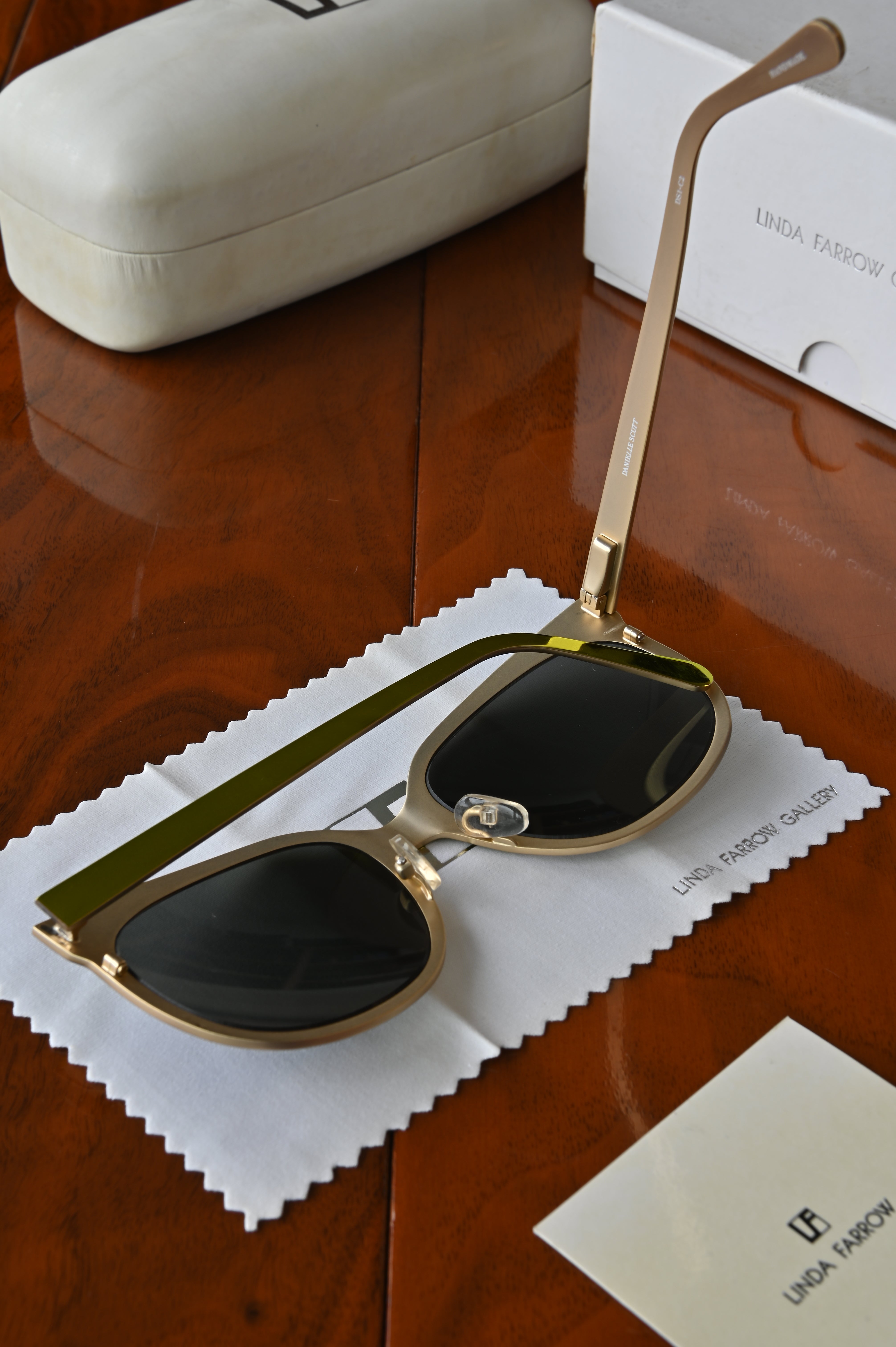 Linda Farrow Gold Metal Sunglasses right