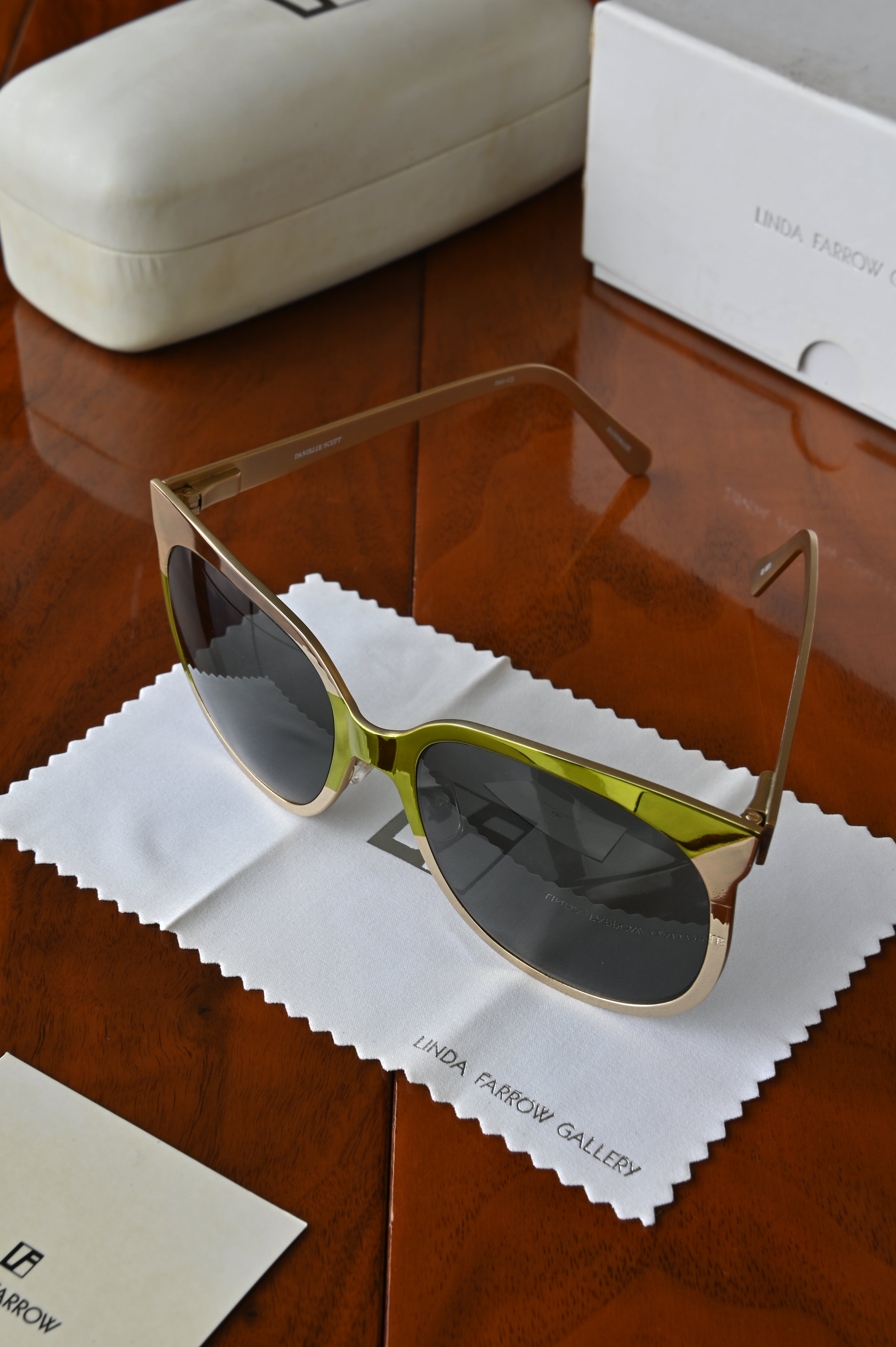 Linda Farrow Gold Metal Sunglasses top