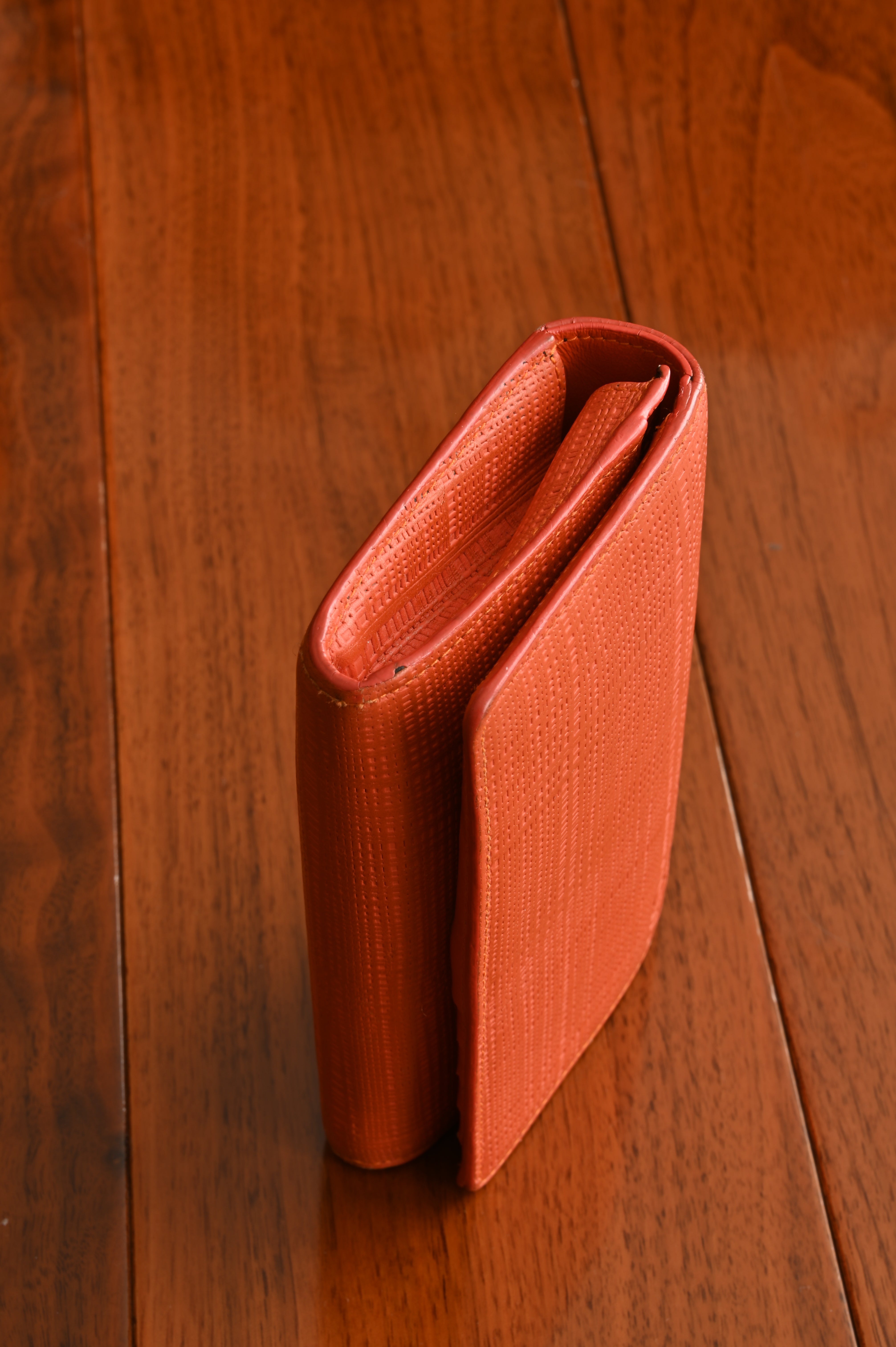 Loewe Orange Textured Calf Leather Wallet side