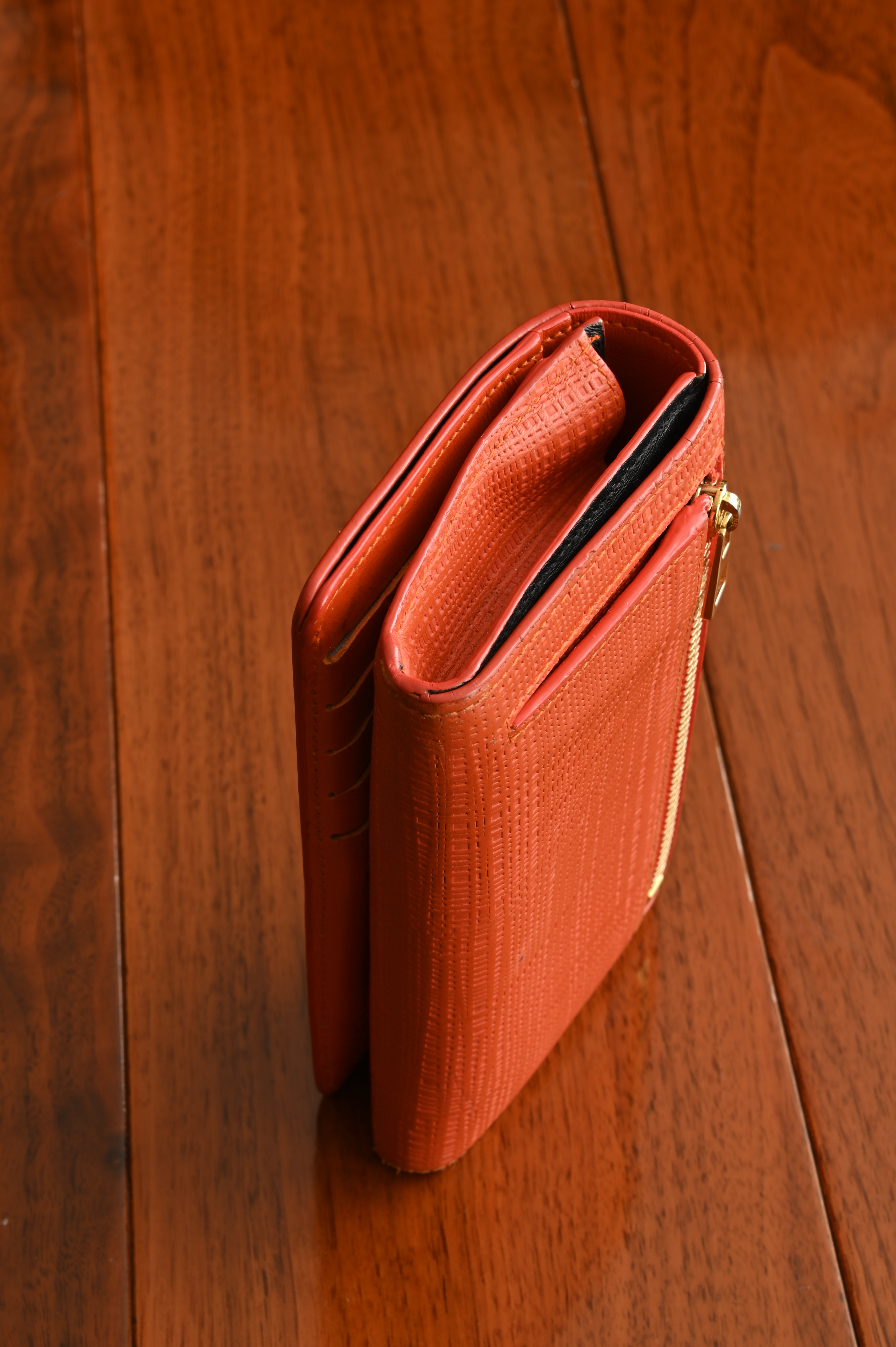 Loewe Orange Textured Calf Leather Wallet side two