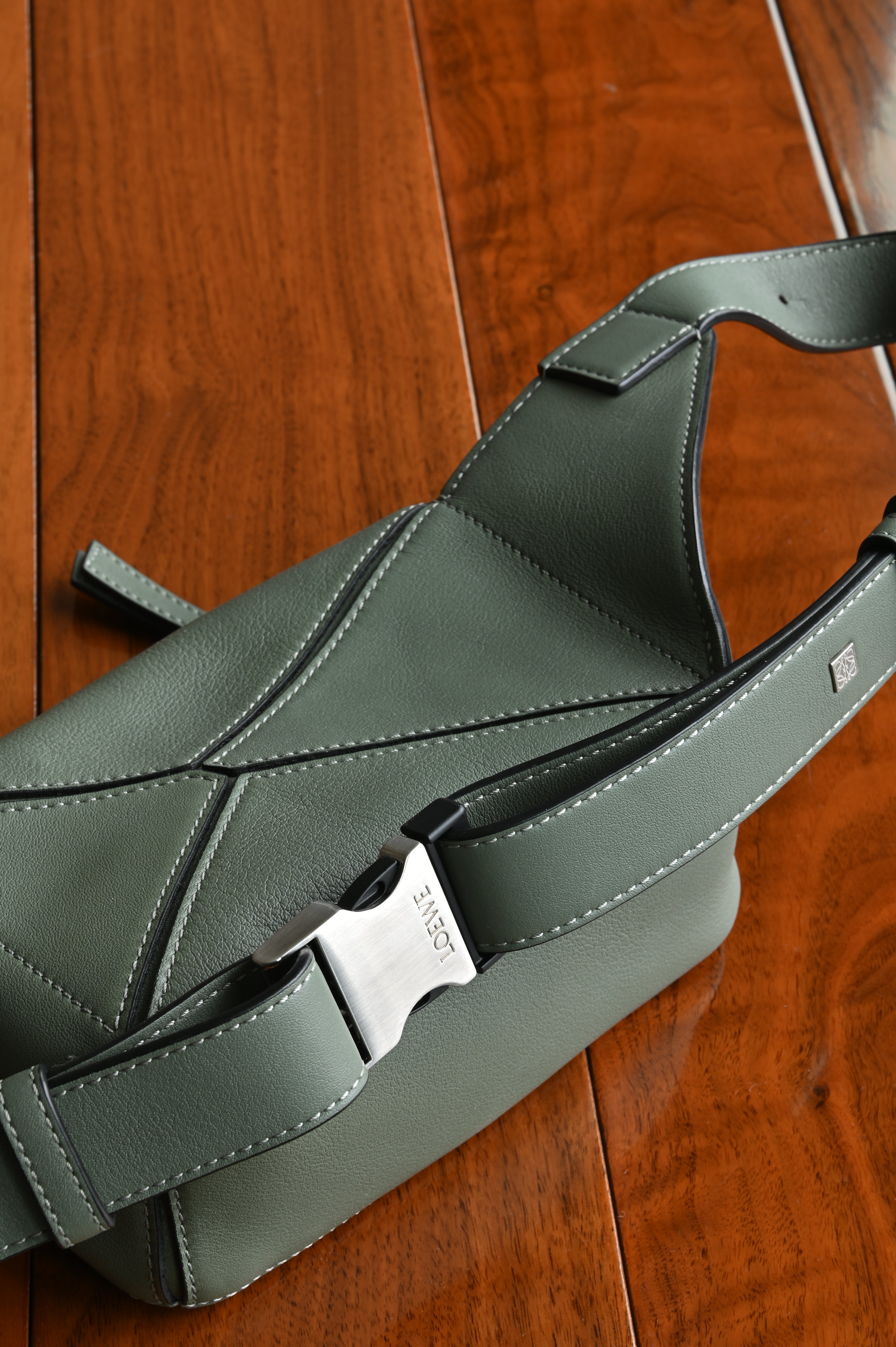 Loewe Sage Green Puzzle Edge Bag buckle