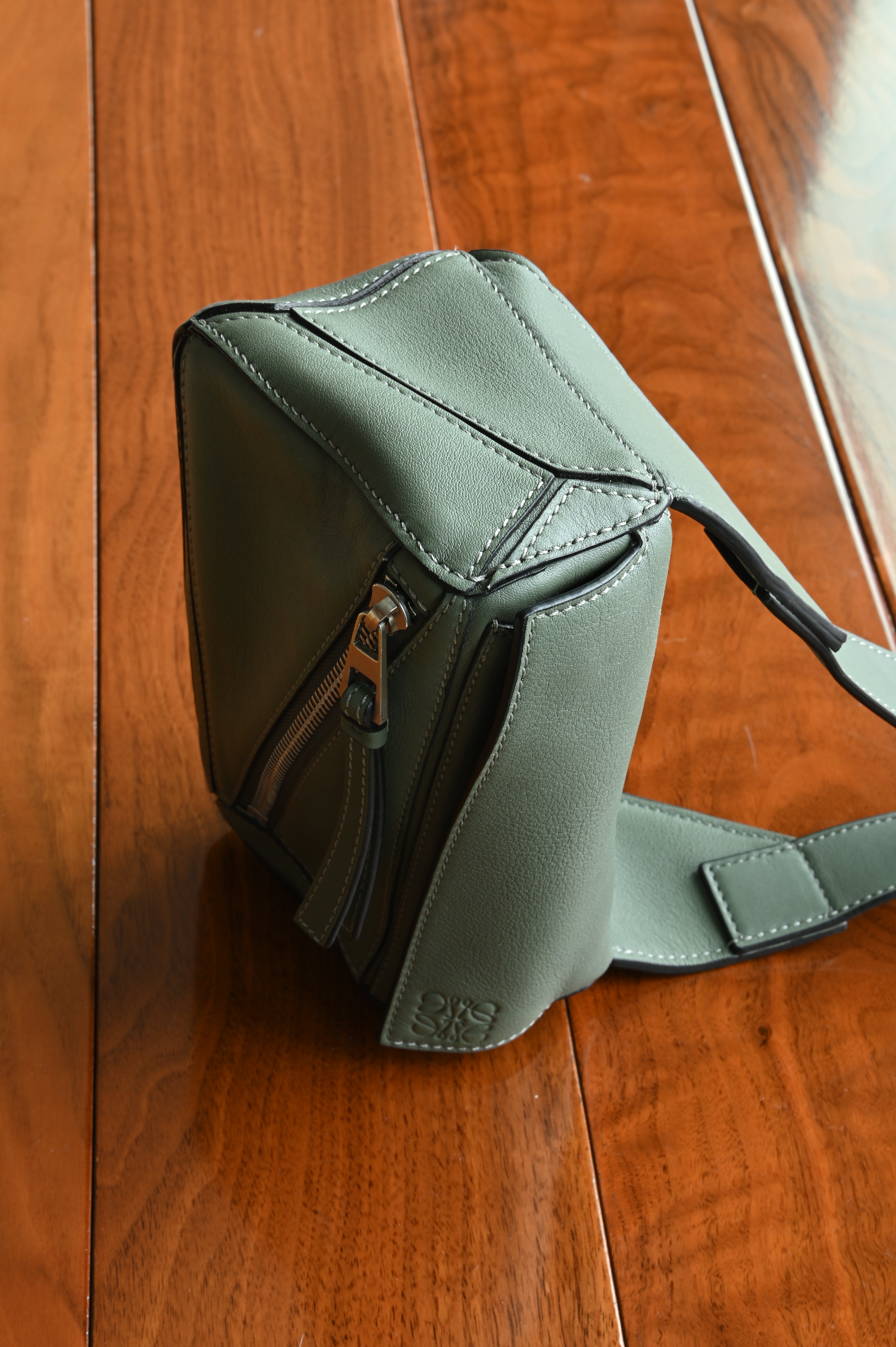 Loewe Sage Green Puzzle Edge Bag top