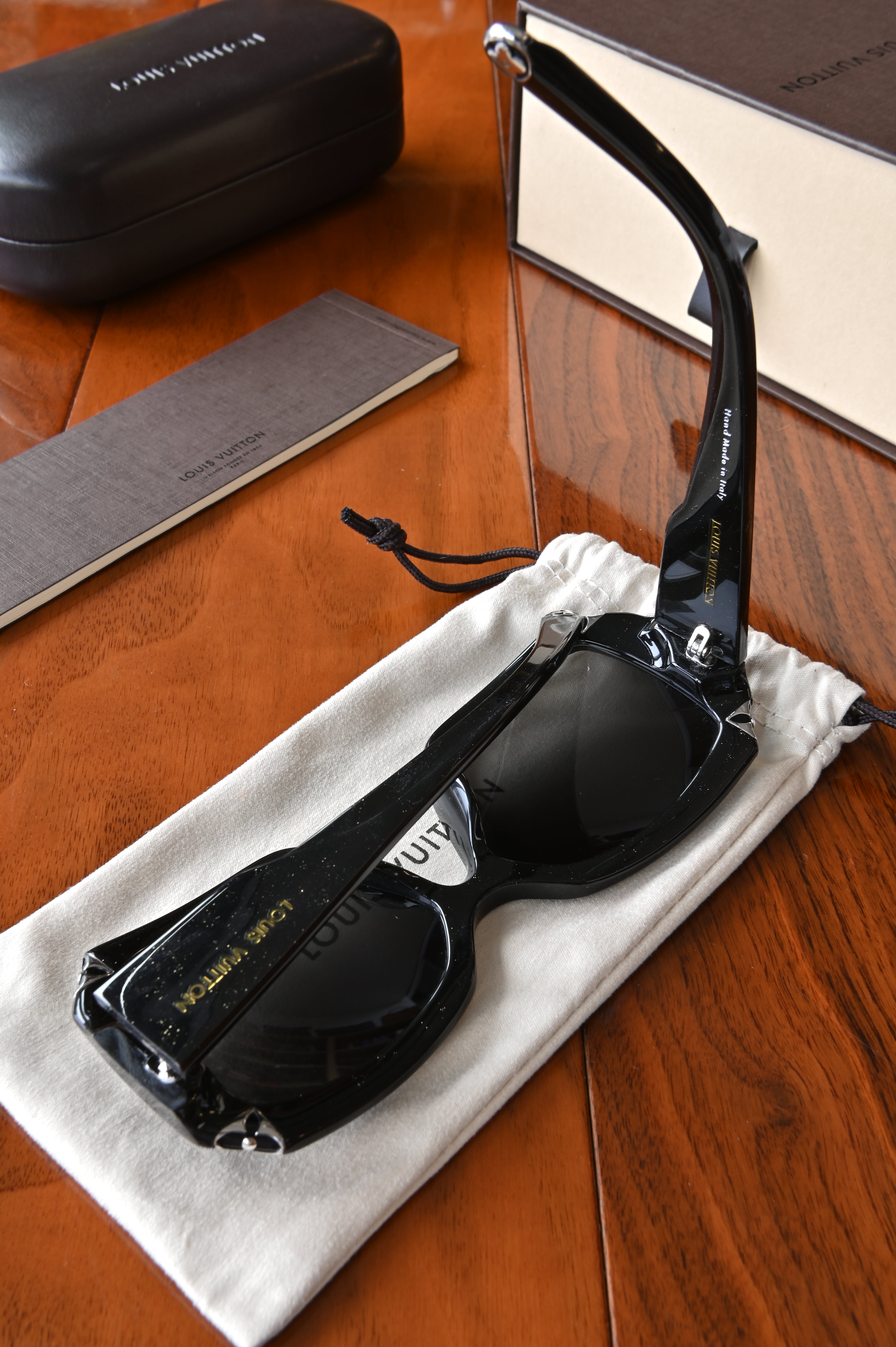 Louis Vuitton Black Glitter Sunglasses left