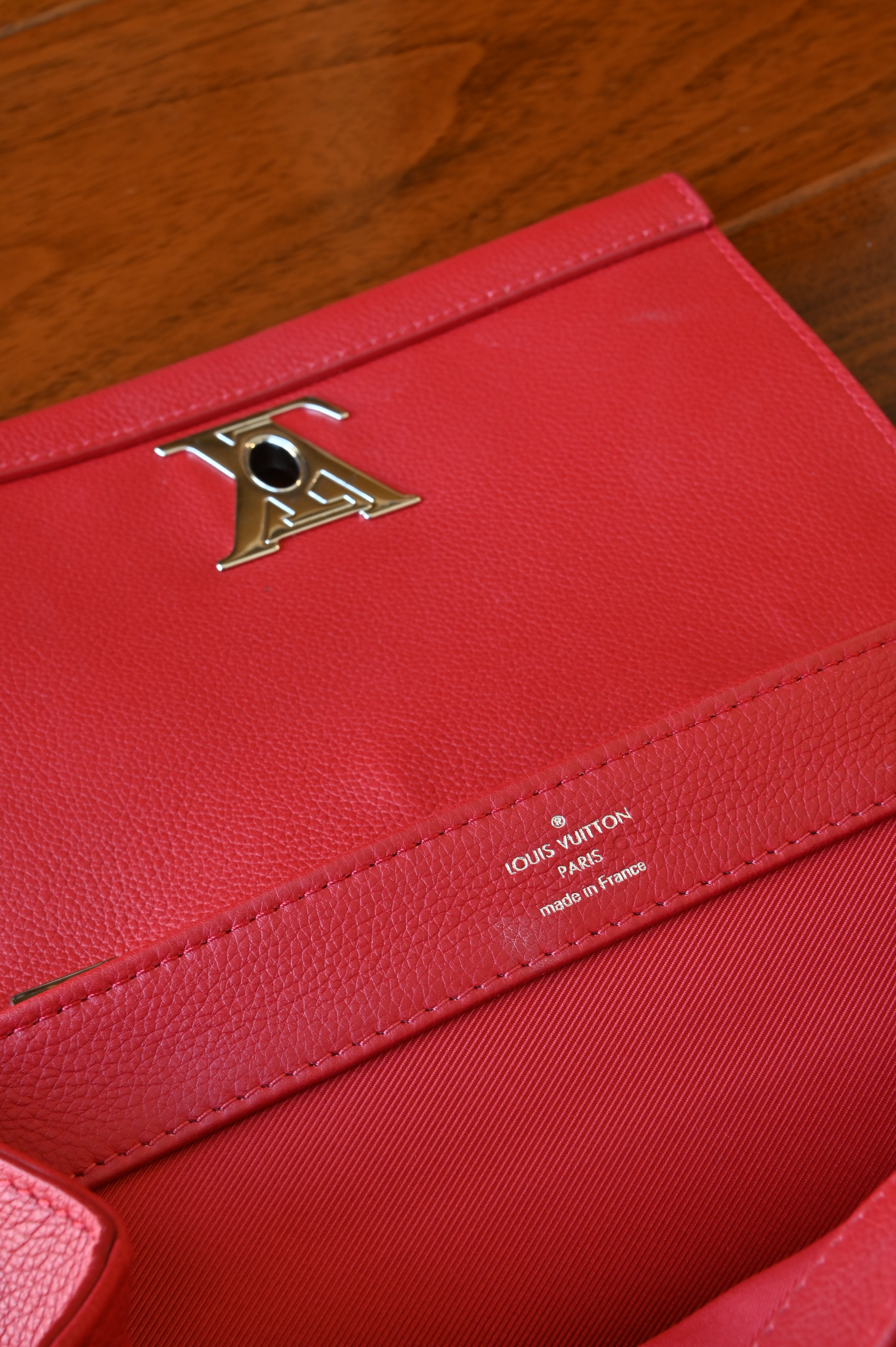 Louis Vuitton Red Lockme Crossbody Bag detail