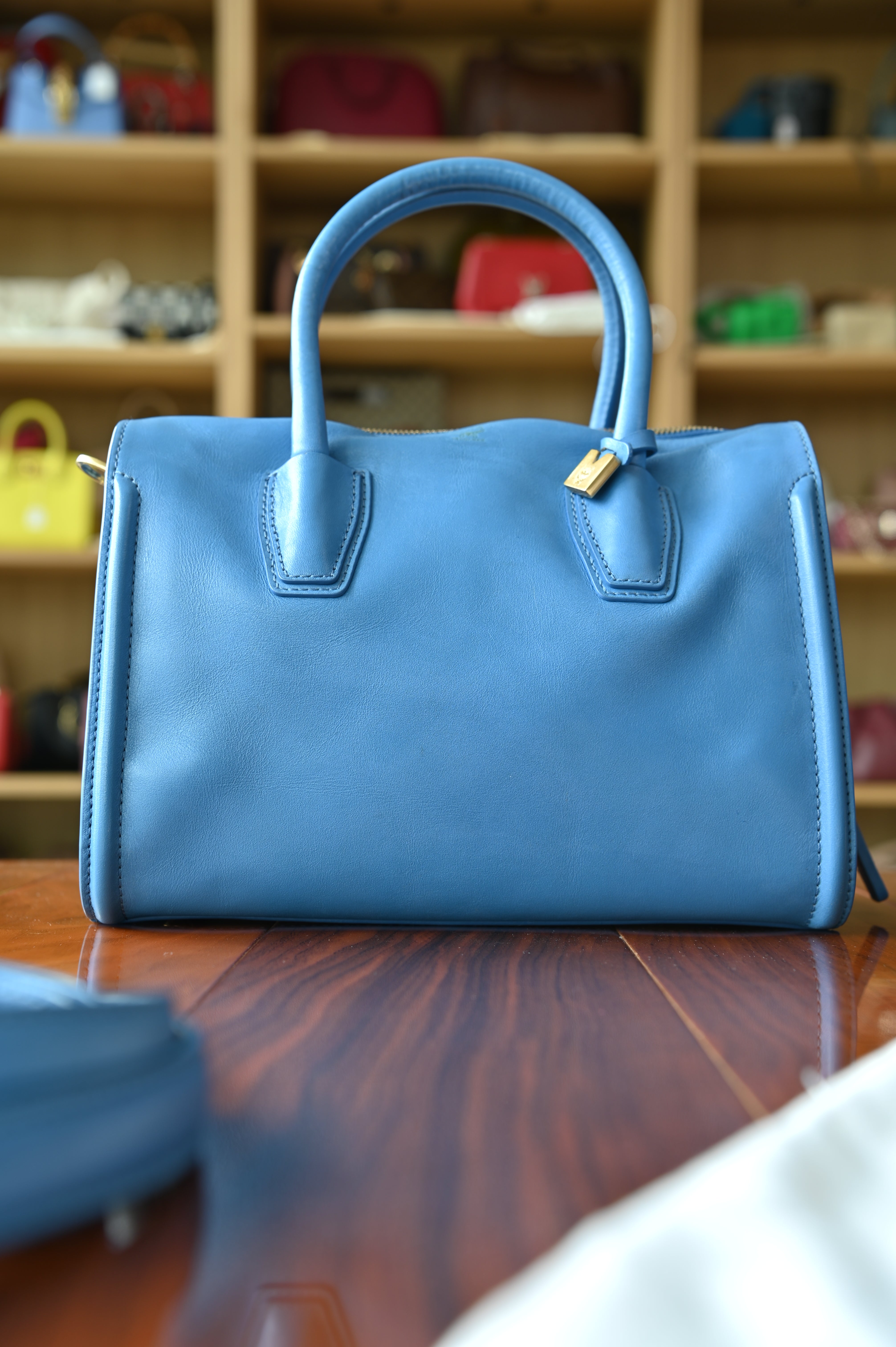 MCM Blue Grained Calf Crossbody Bag
