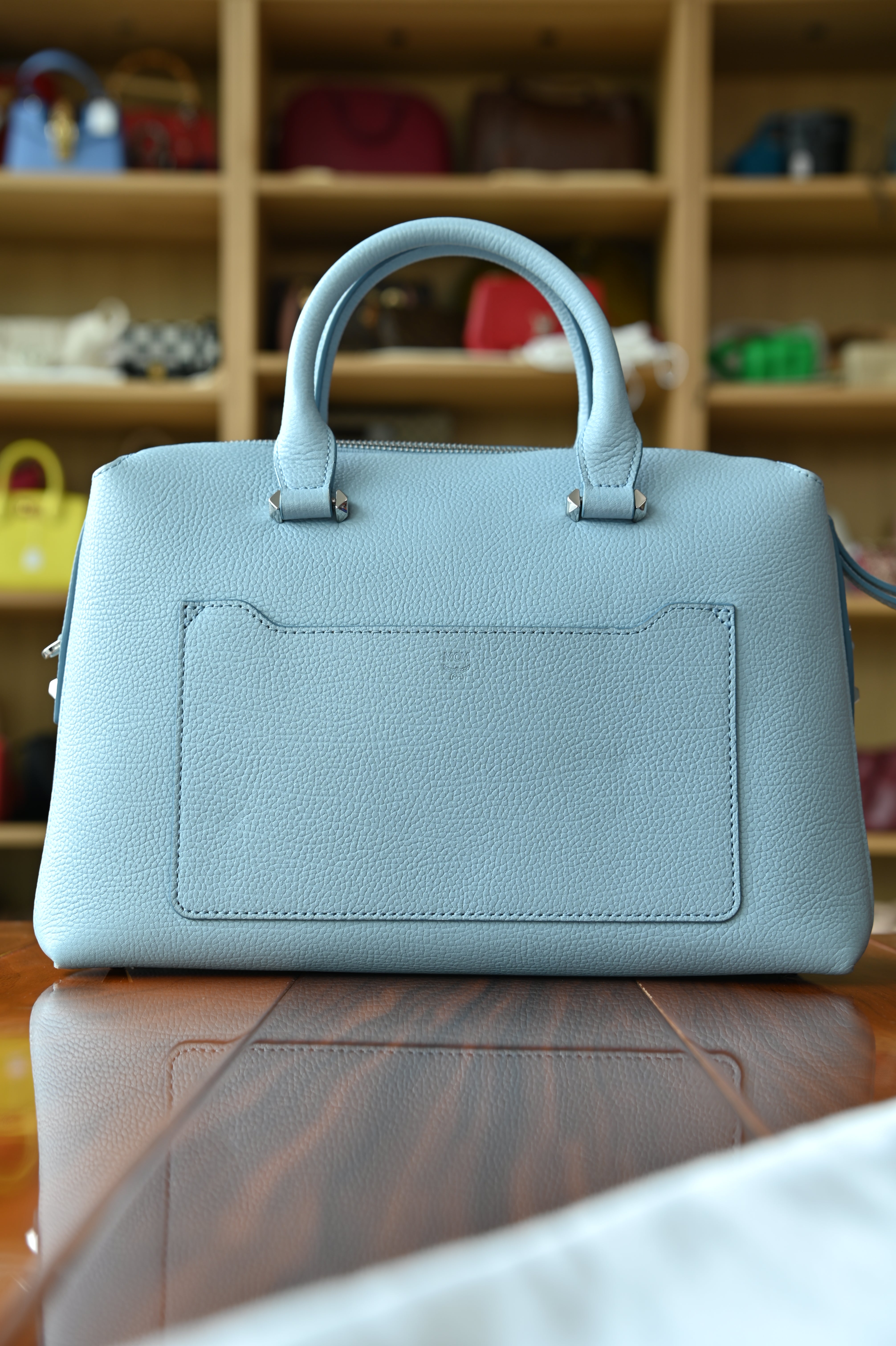 MCM Light Blue Crossbody Bag back