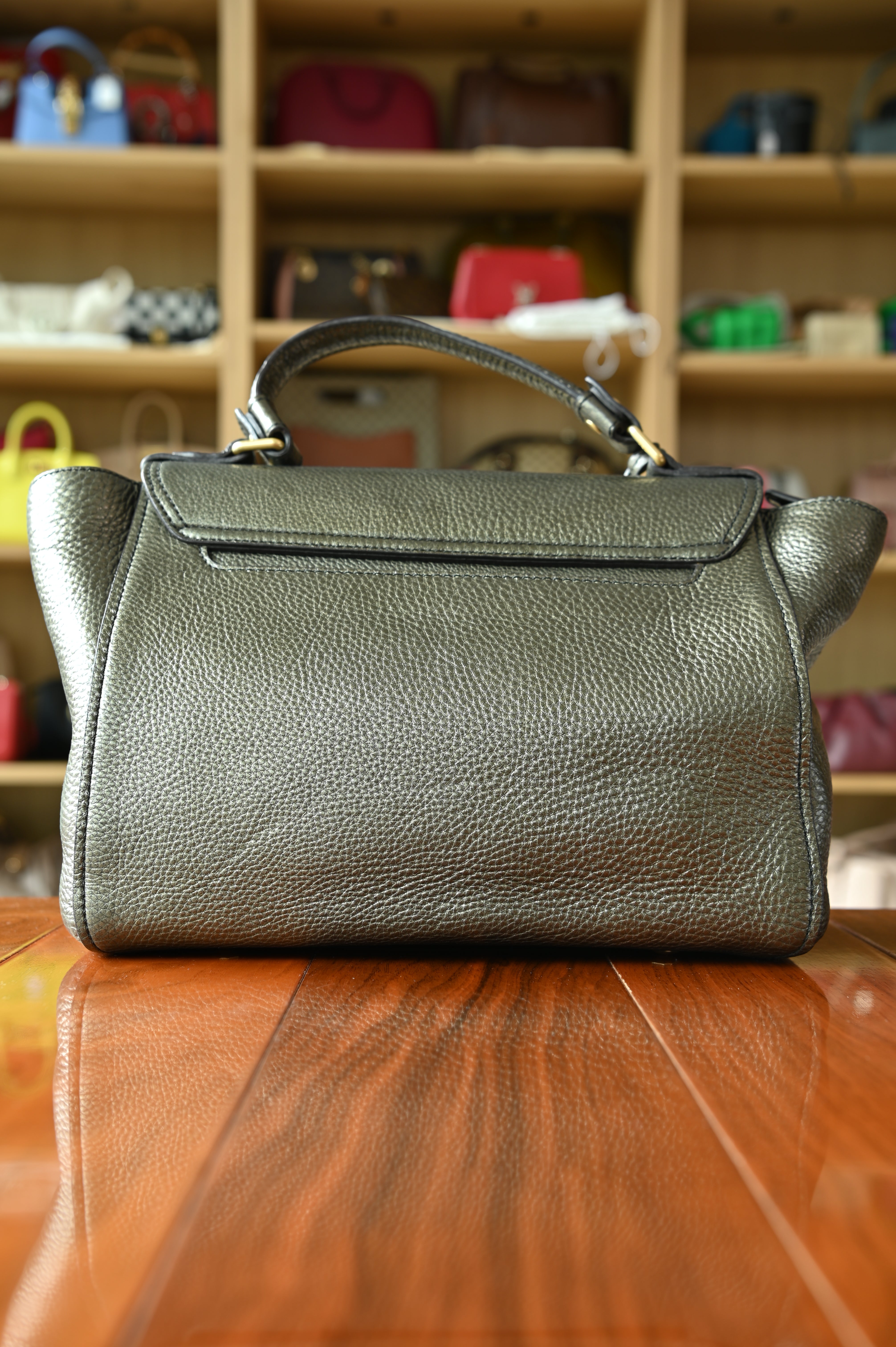 MCM Metallic Gold First Lady Satchel Bag back