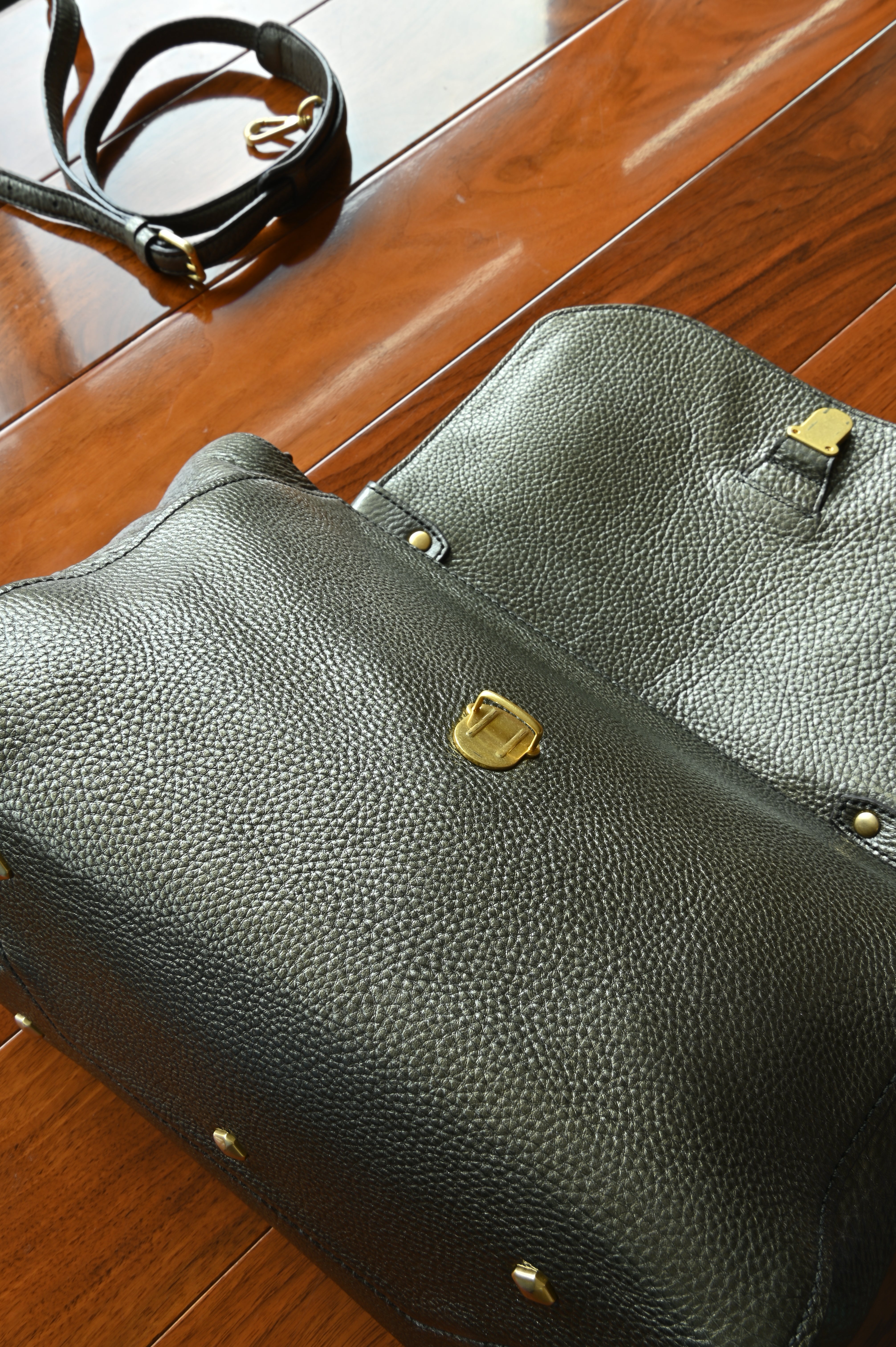 MCM Metallic Gold First Lady Satchel Bag body