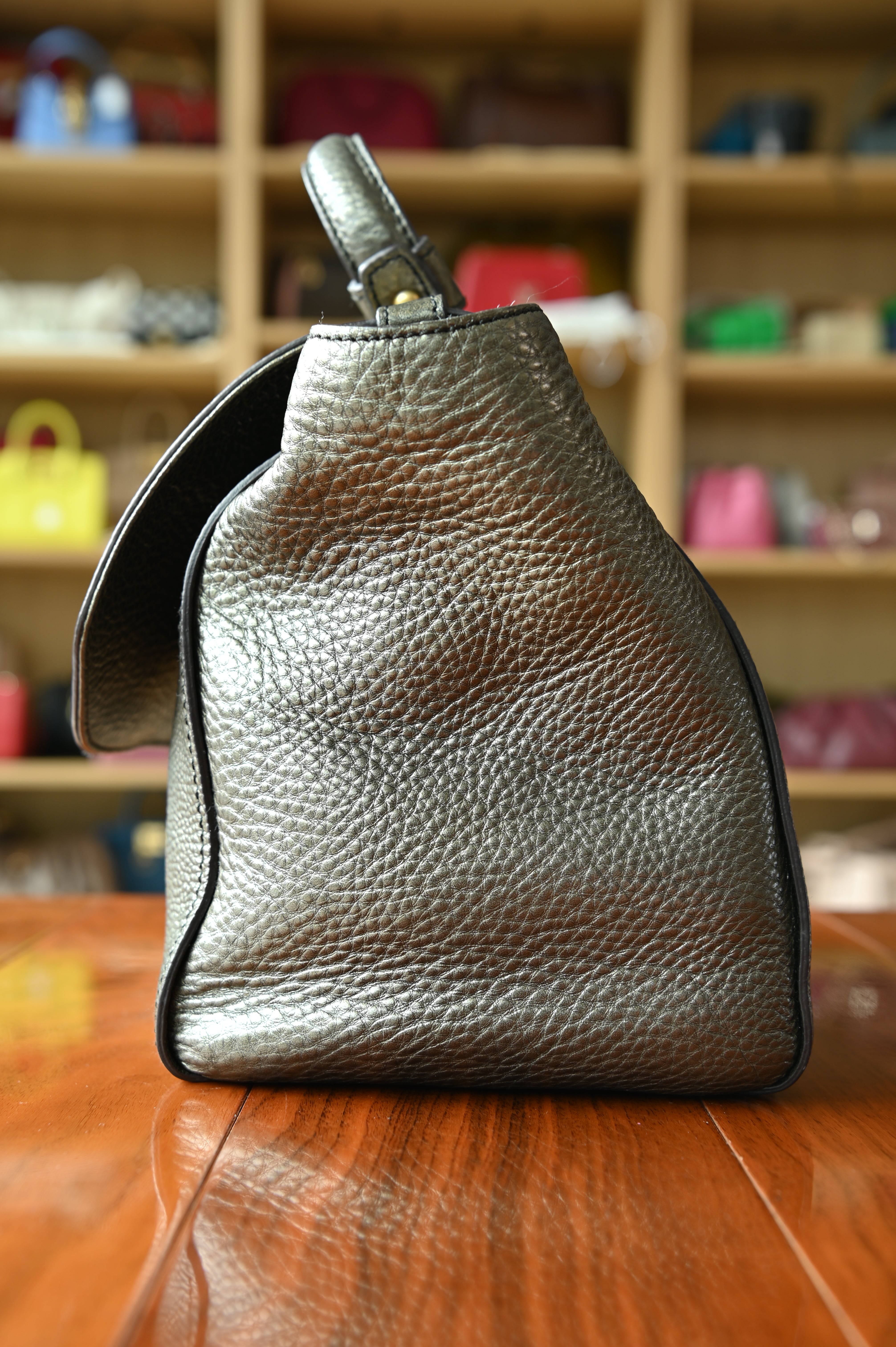 MCM Metallic Gold First Lady Satchel Bag side
