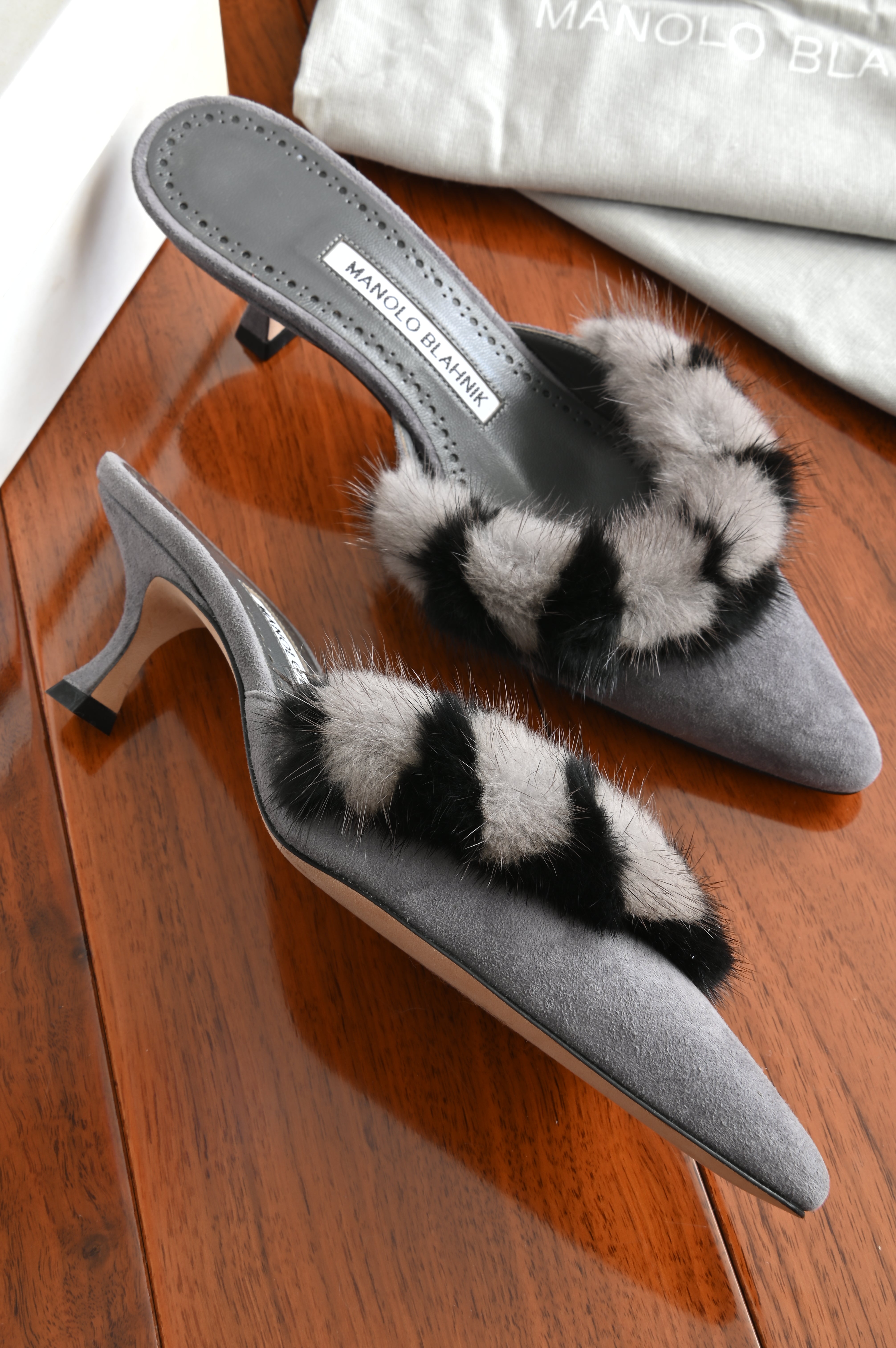 Manolo Blahnik Fur Mules right