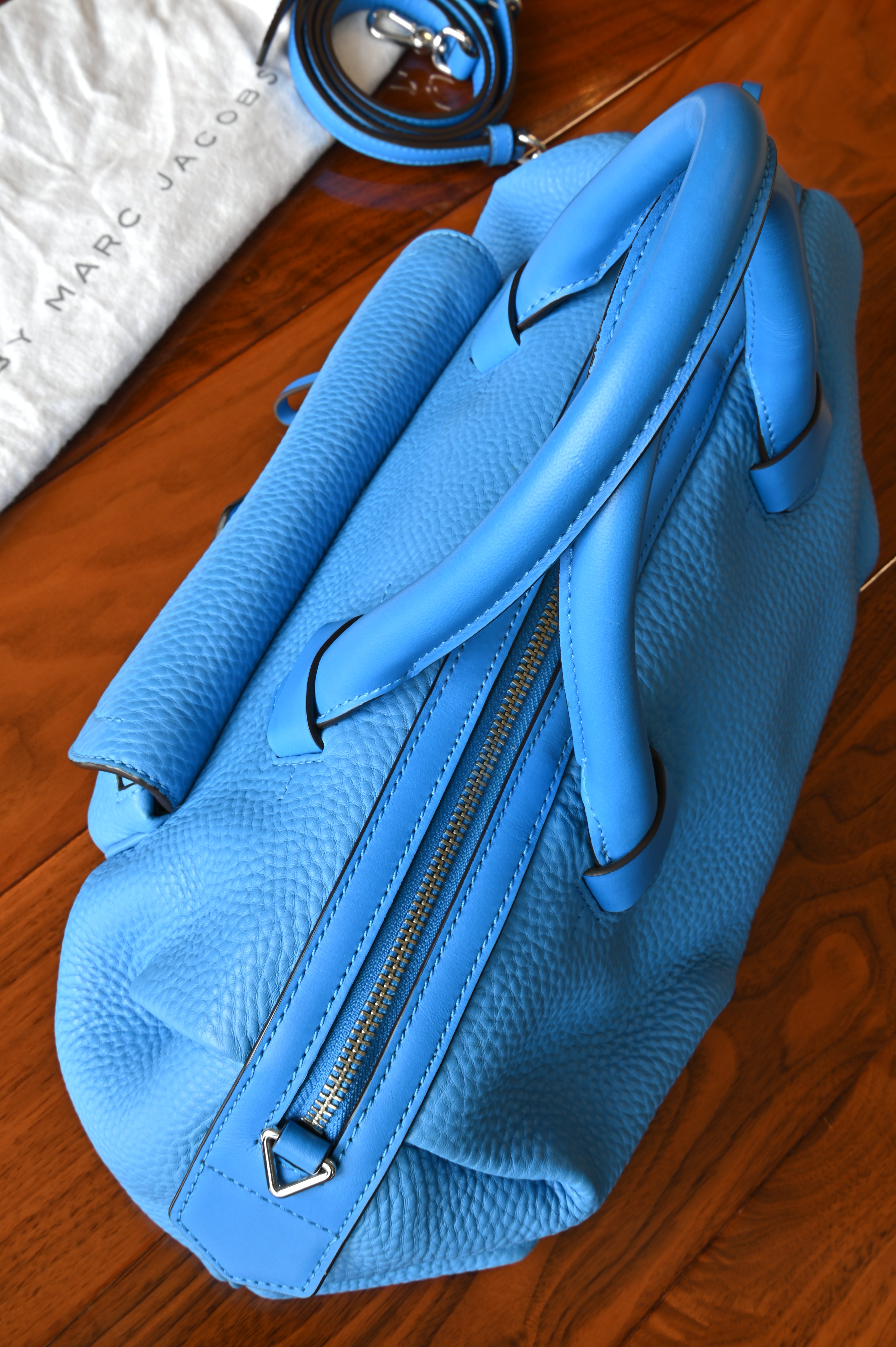 Marc Jacobs Blue Half Pipe Duffel Satchel top