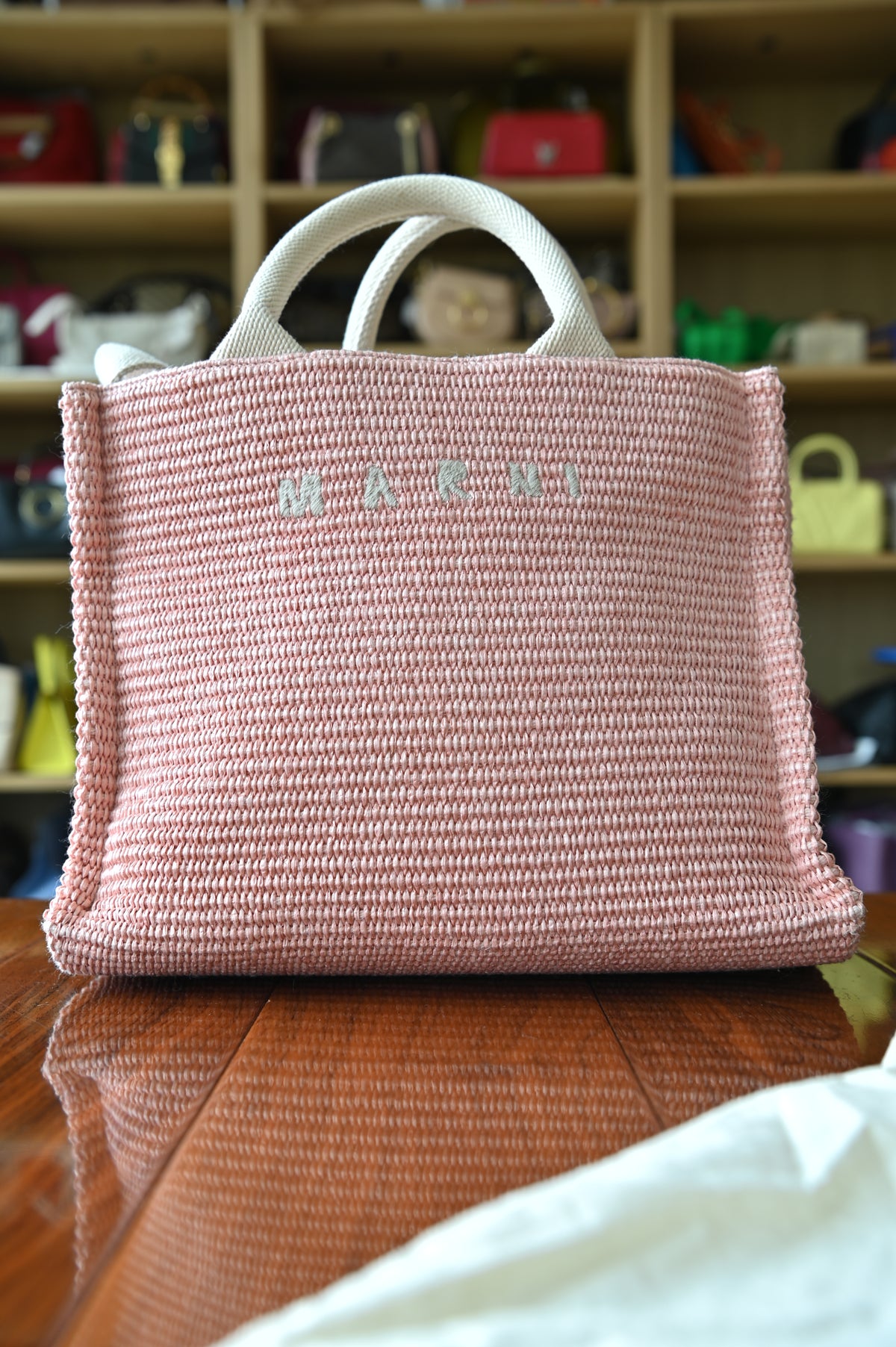 Marni Light Pink Canvas Tote Bag