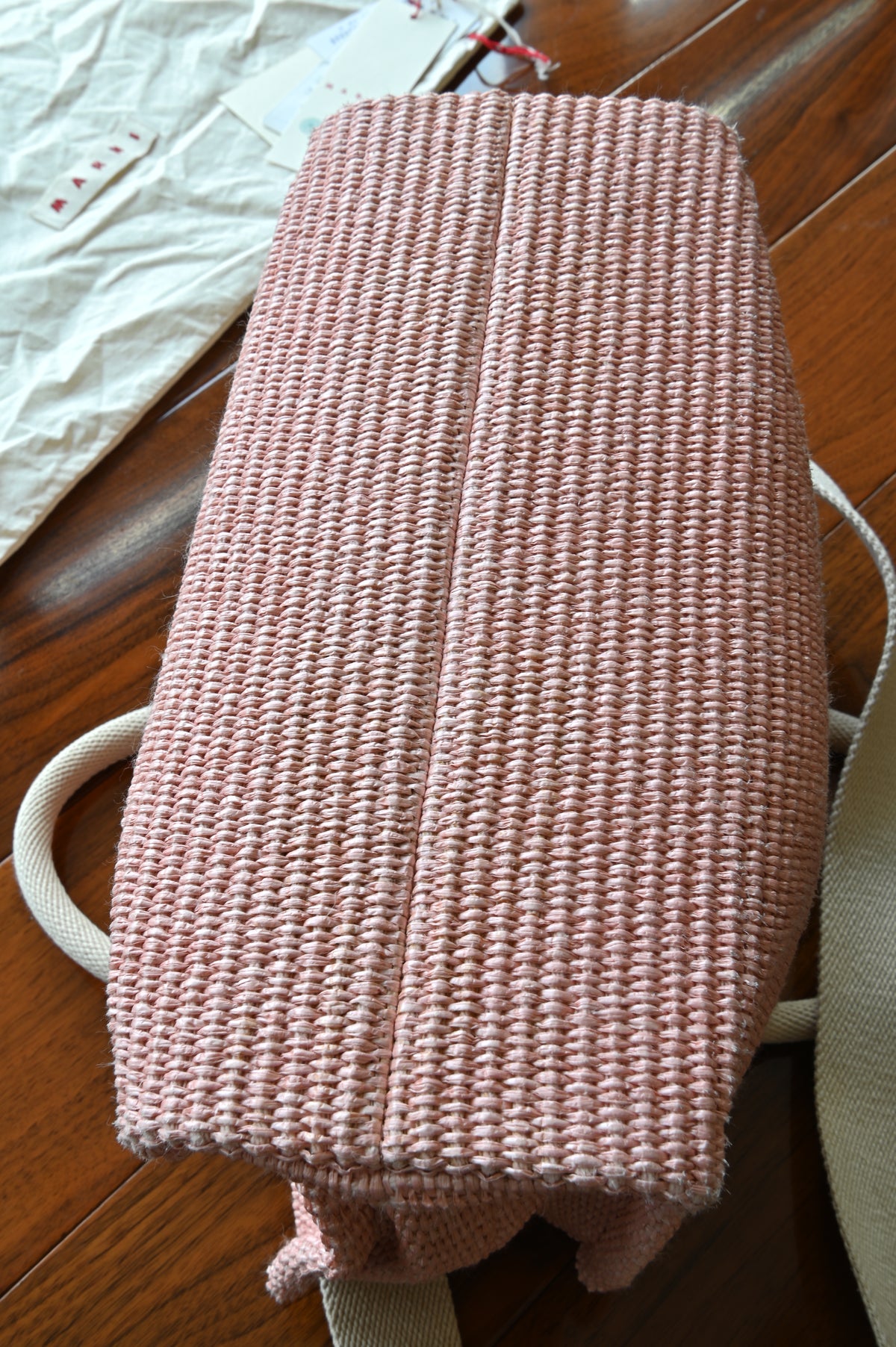 Marni Light Pink Canvas Tote Bag bottom