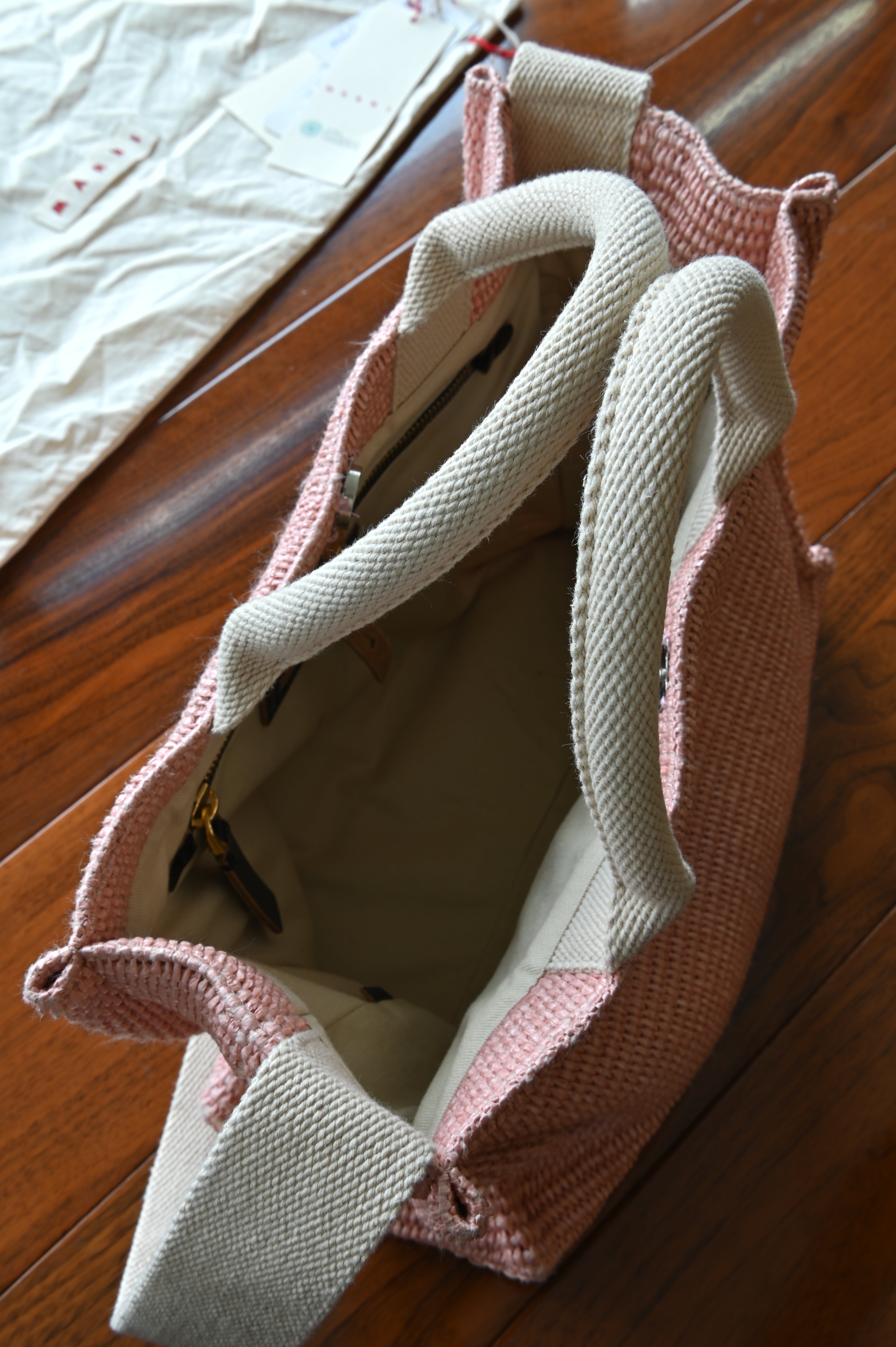 Marni Light Pink Canvas Tote Bag top