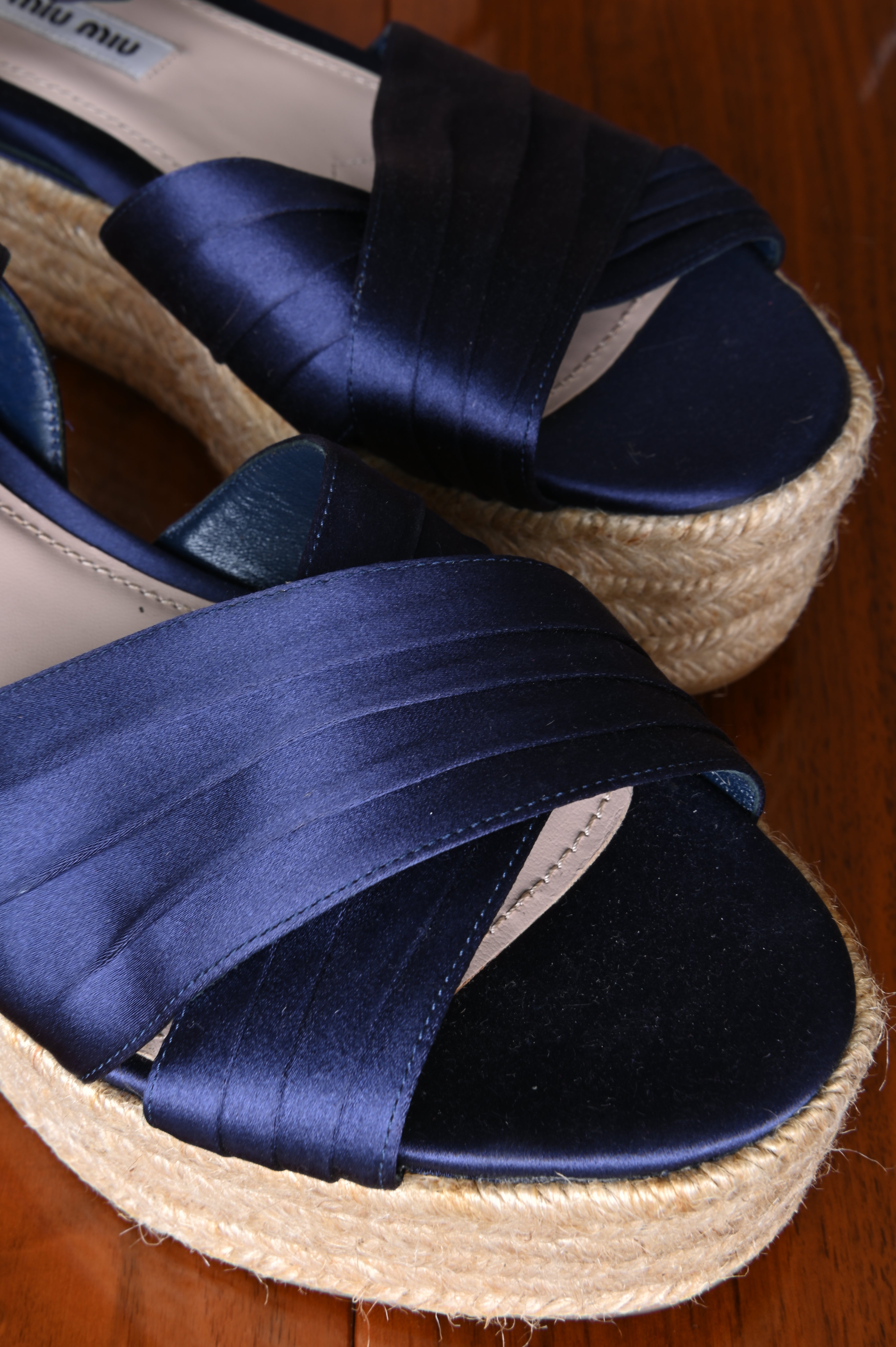 Miu Miu Blue Platform Espadrilles front