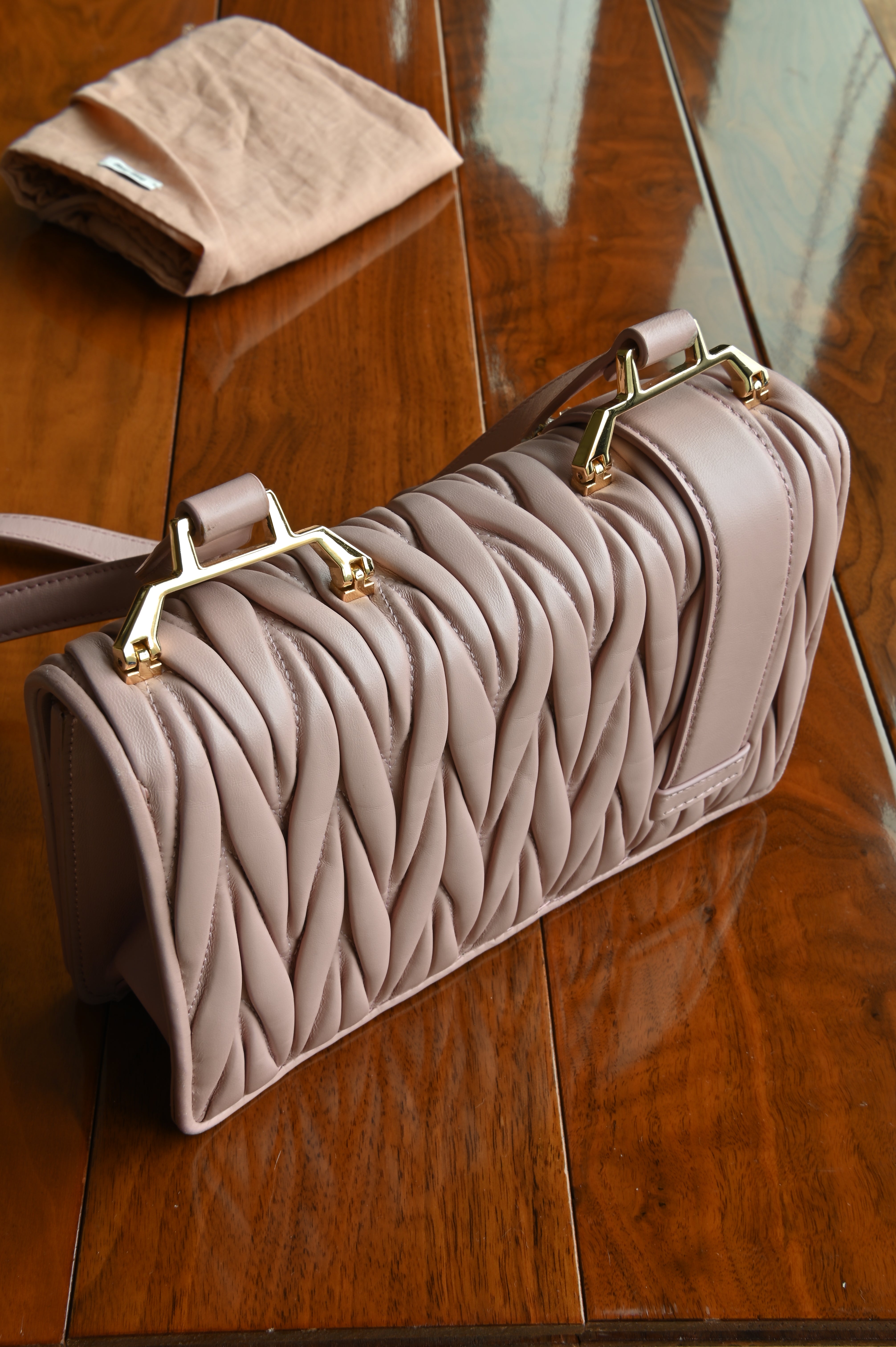 Miu Miu Pink Metalasse Crystal Bag back