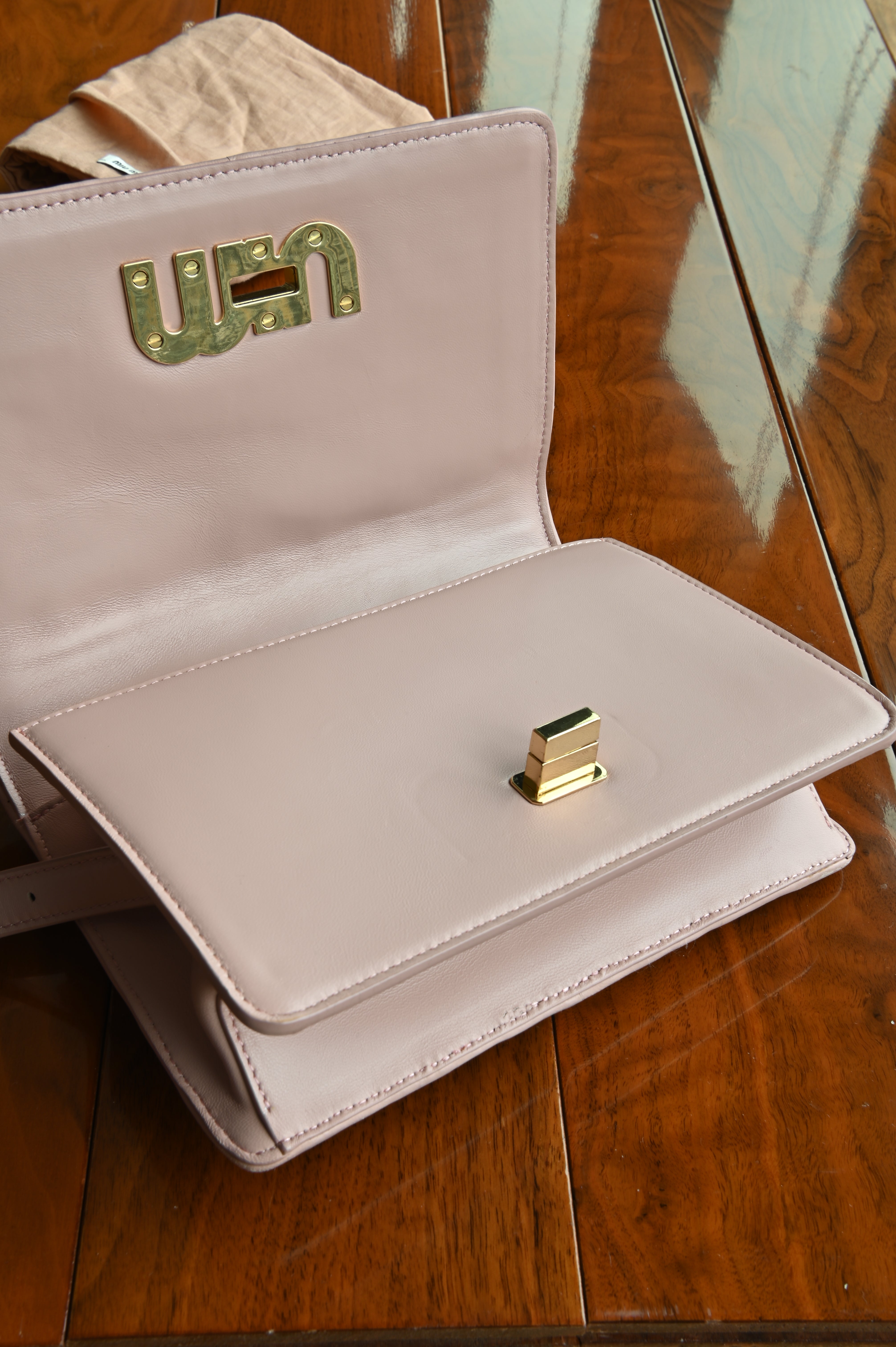 Miu Miu Pink Metalasse Crystal Bag open