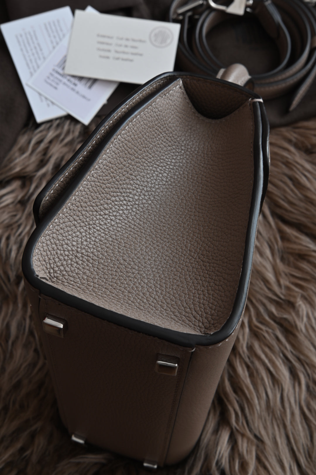 Moynat Rejane BB bag in Taupe right
