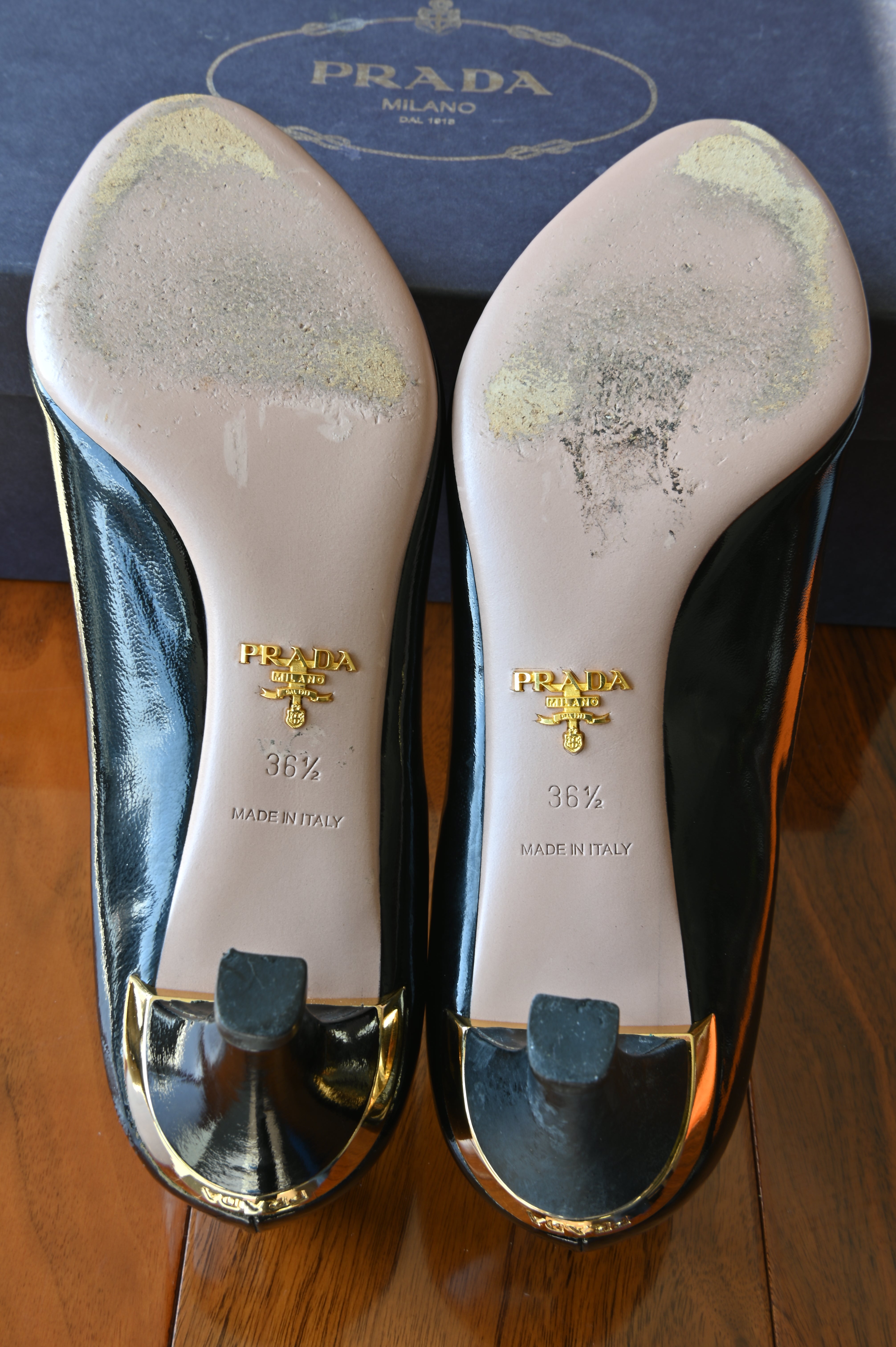 Prada Black Patent Heels bottom