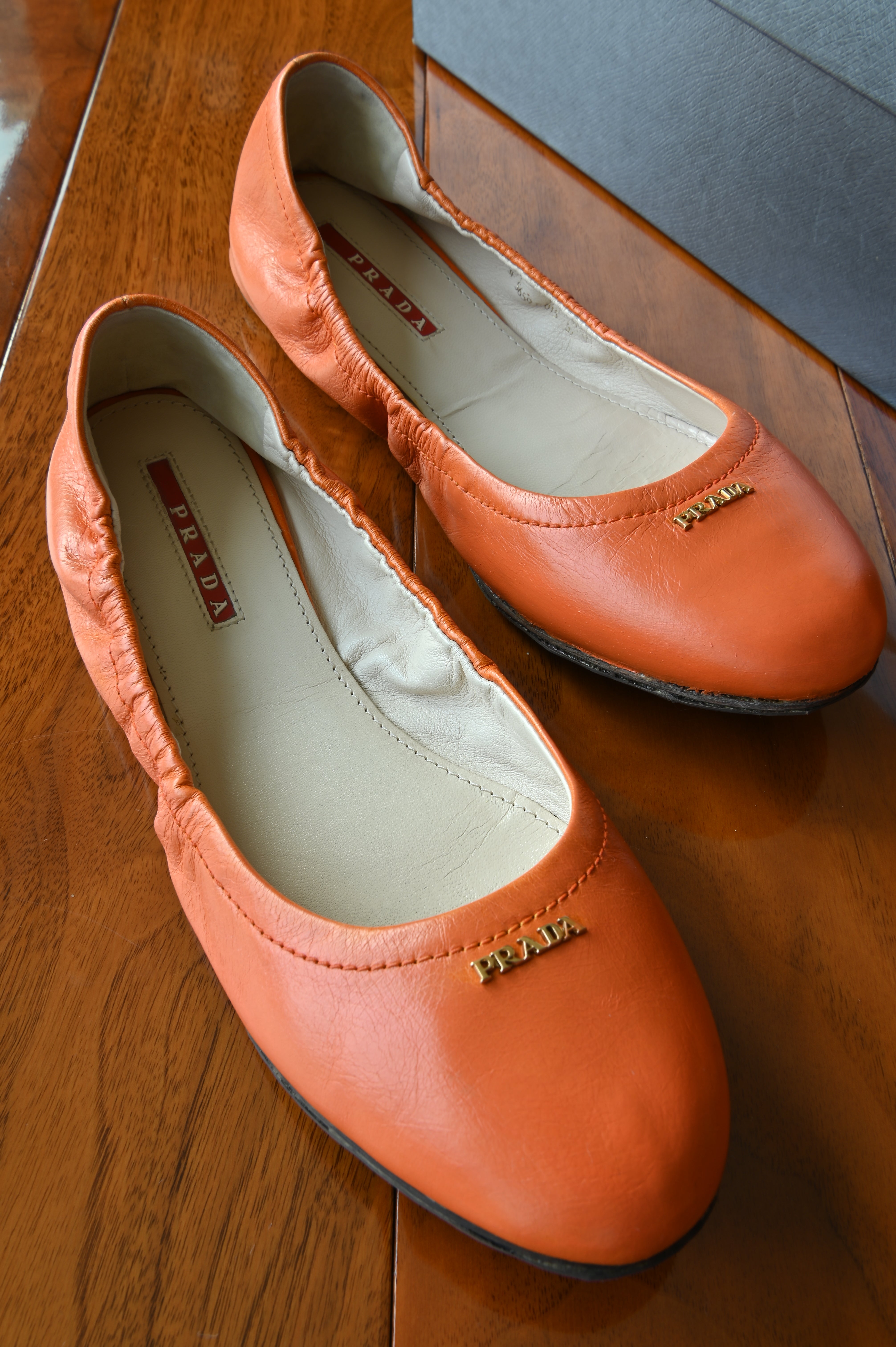 Prada Orange Ballerina Flats