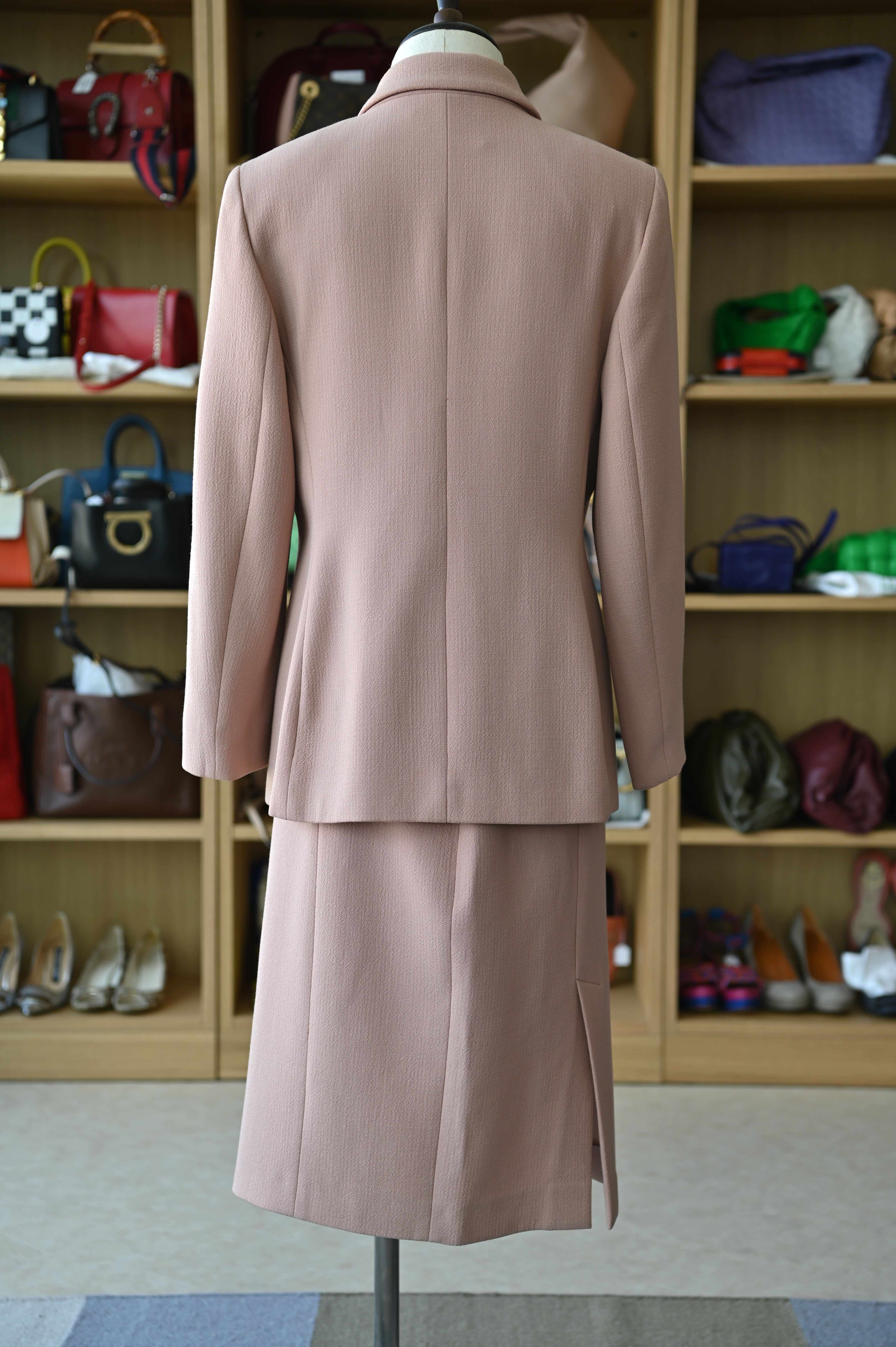 Prada Pink Beige Two-Piece Dress Suit back
