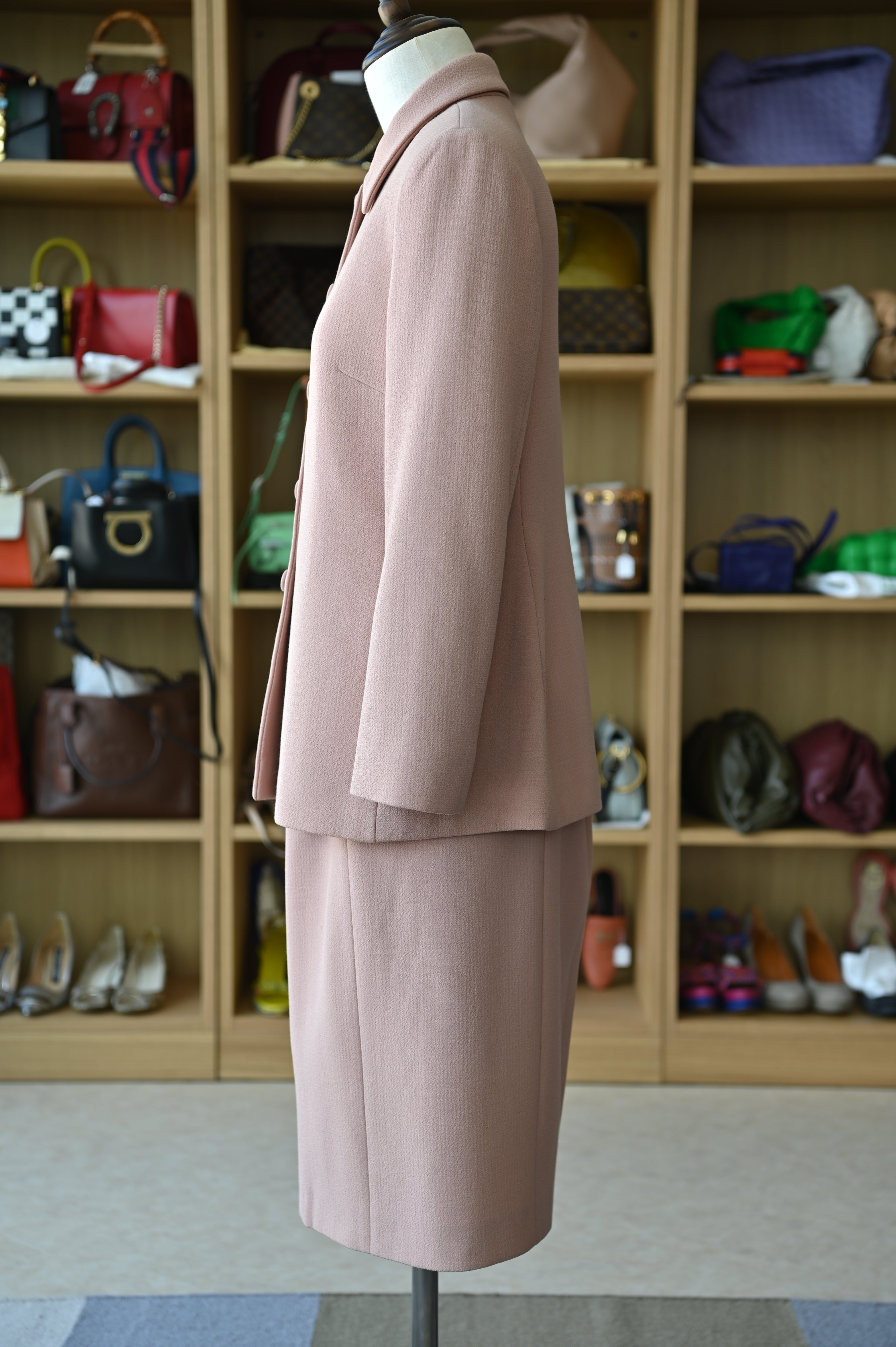 Prada Pink Beige Two-Piece Dress Suit side