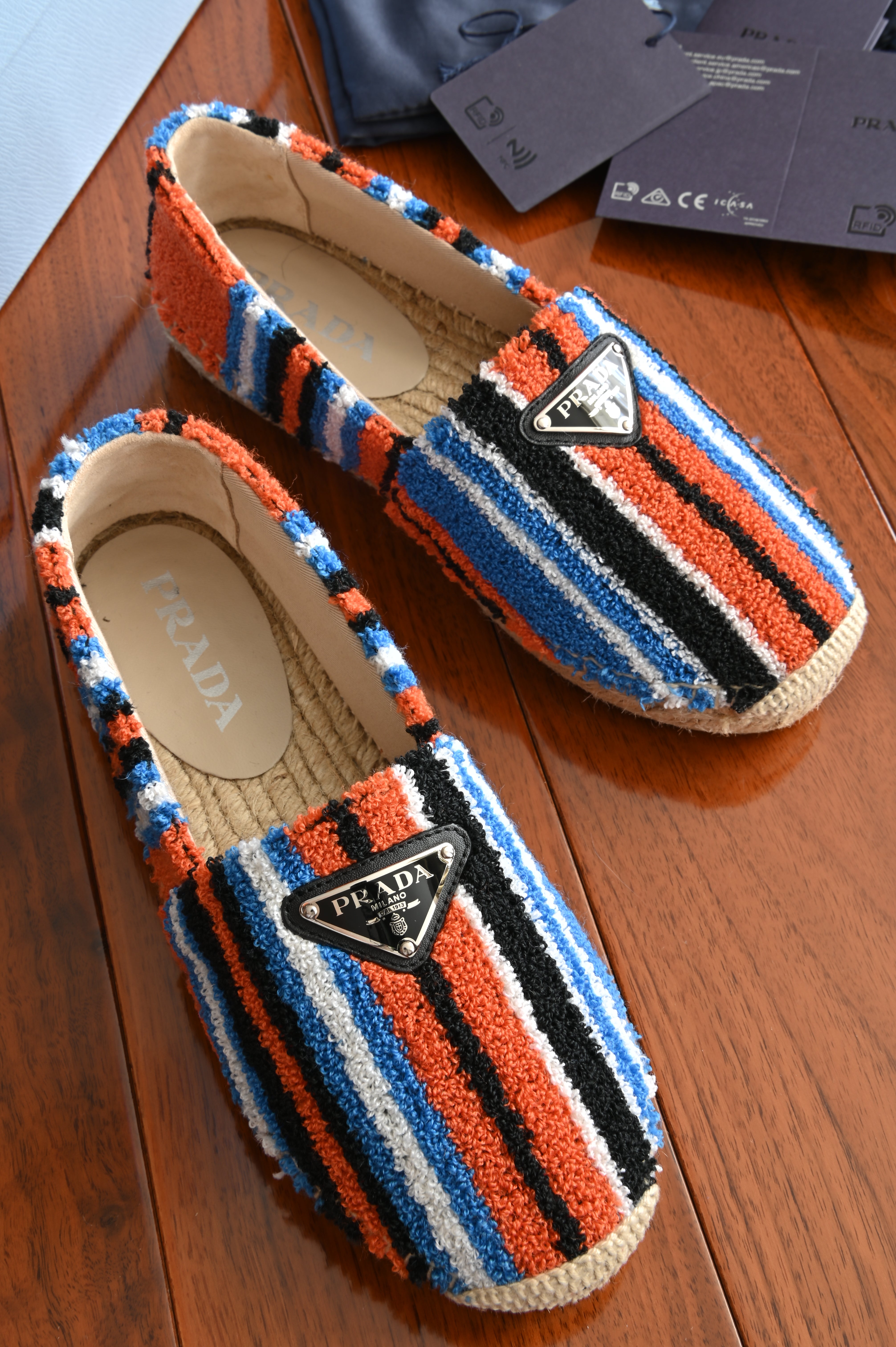 Prada Striped Terry Espadrille Loafers front
