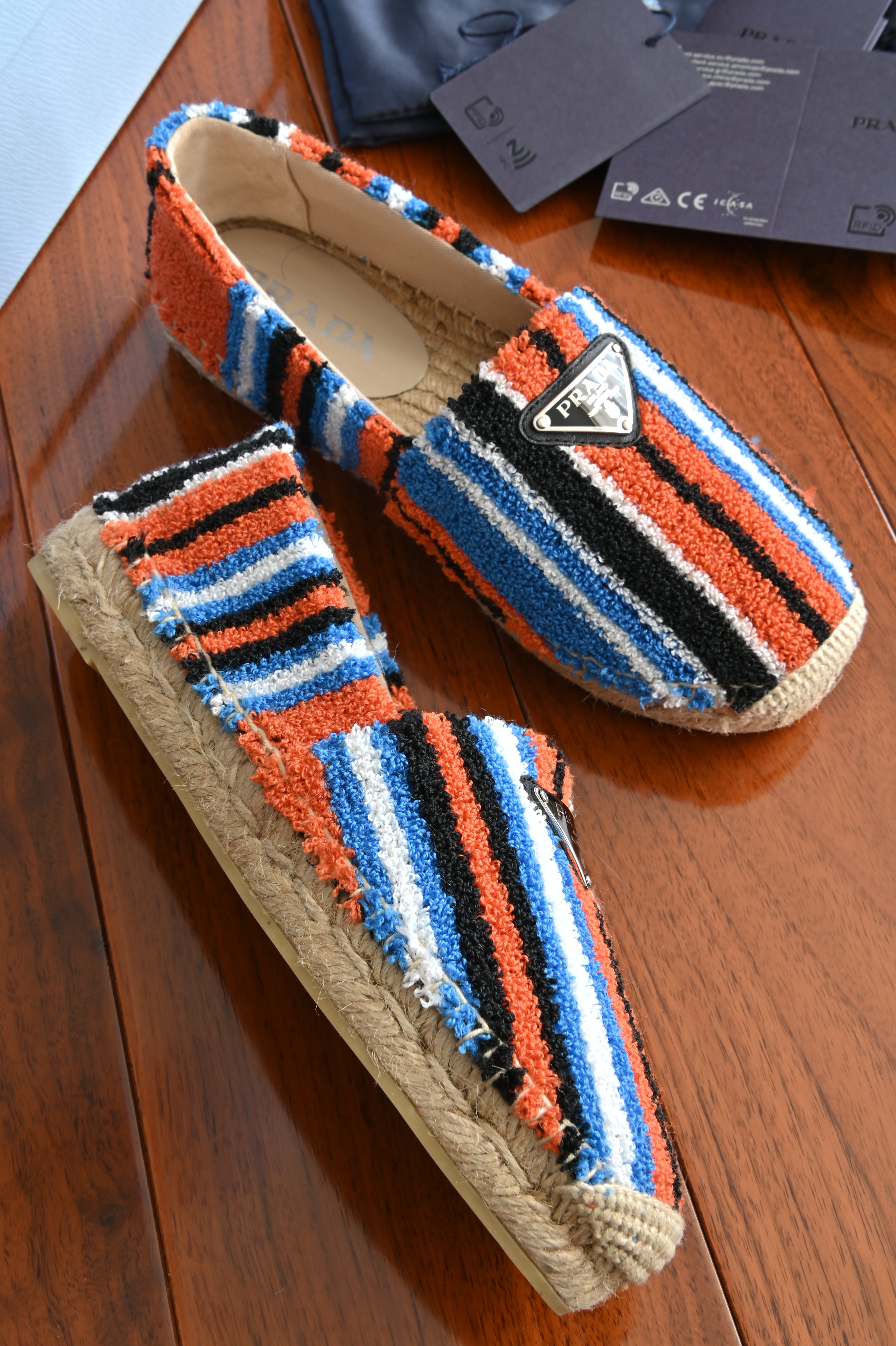 Prada Striped Terry Espadrille Loafers right