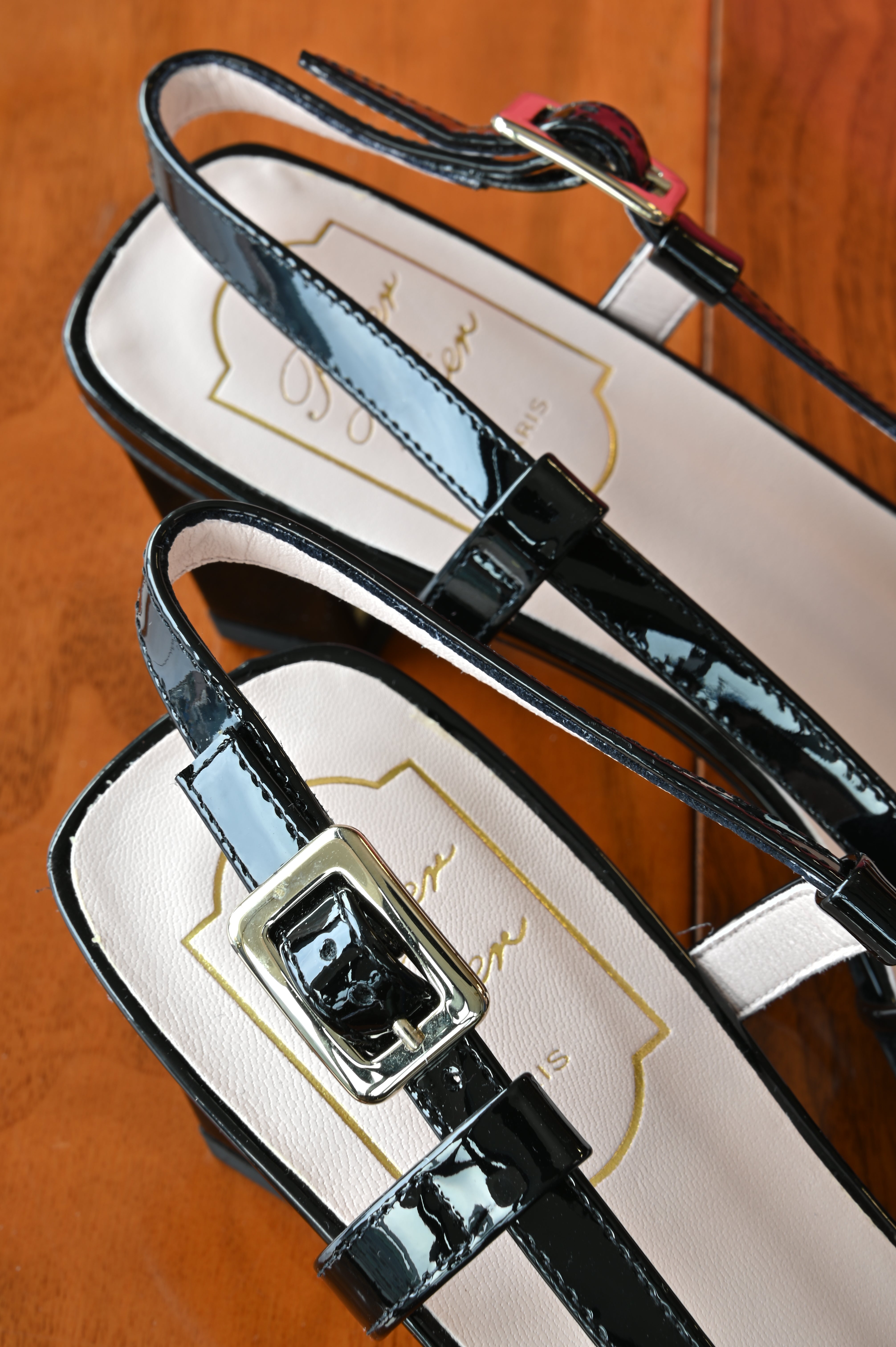 Roger Vivier Black Mesh and Leather Slingback Pumps back
