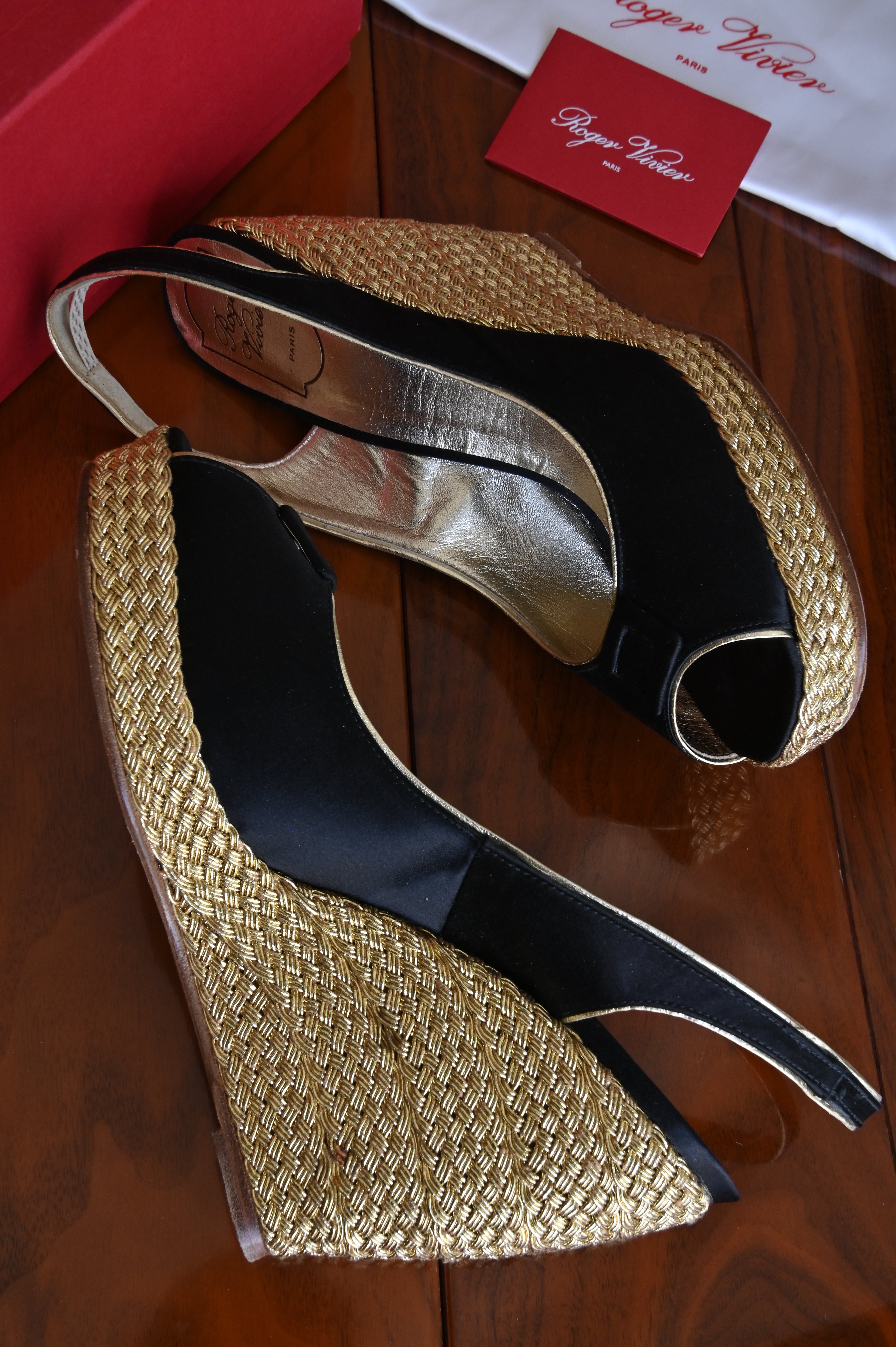 Roger Vivier Black Slingback Wedge Espadrilles side two