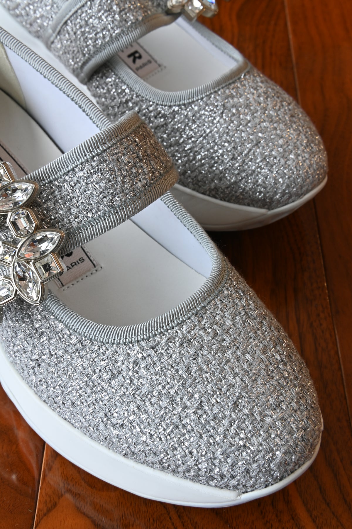 Roger Vivier Glitter Crystal Buckle Sneakers front