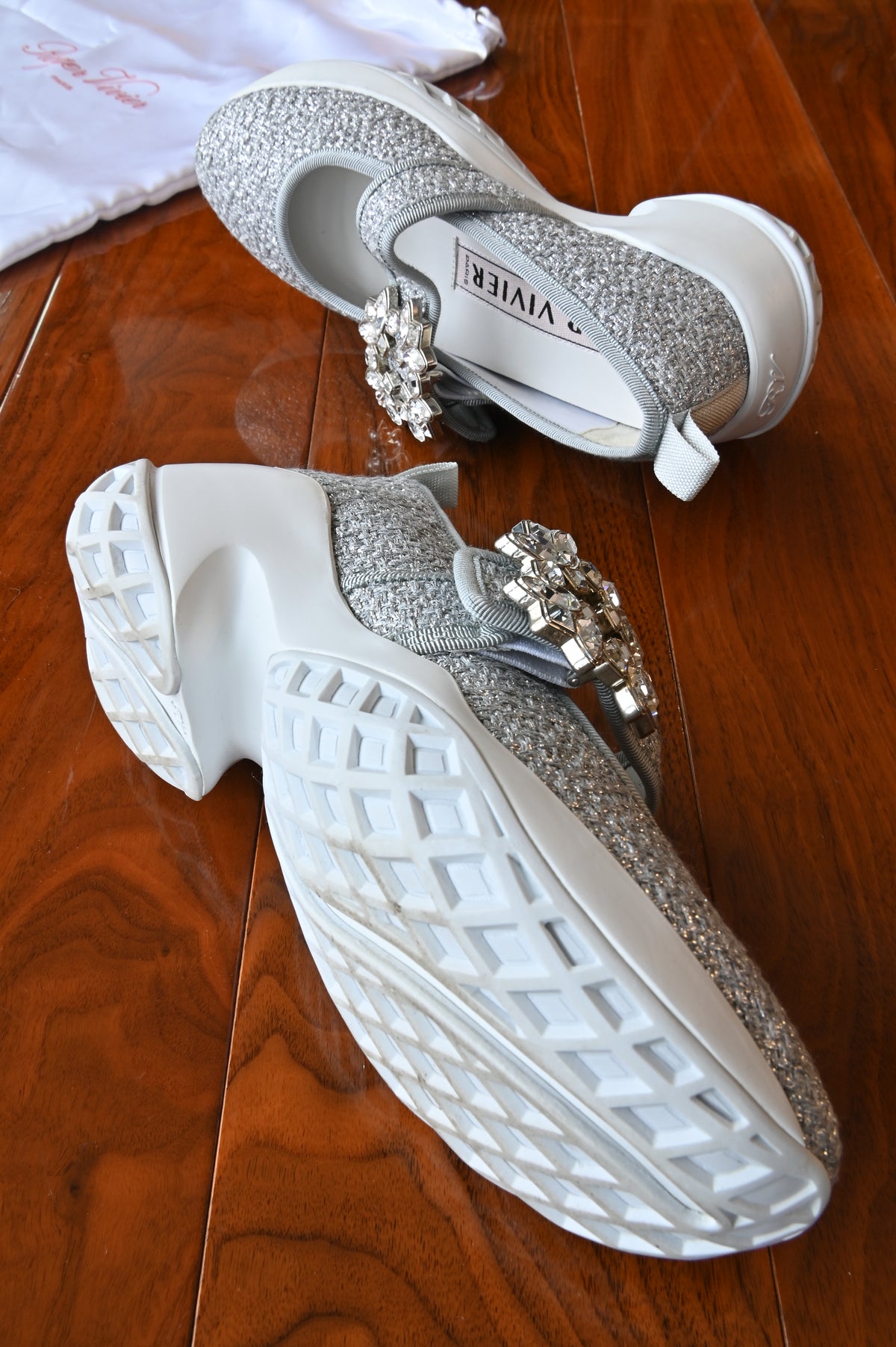 Roger Vivier Glitter Crystal Buckle Sneakers side